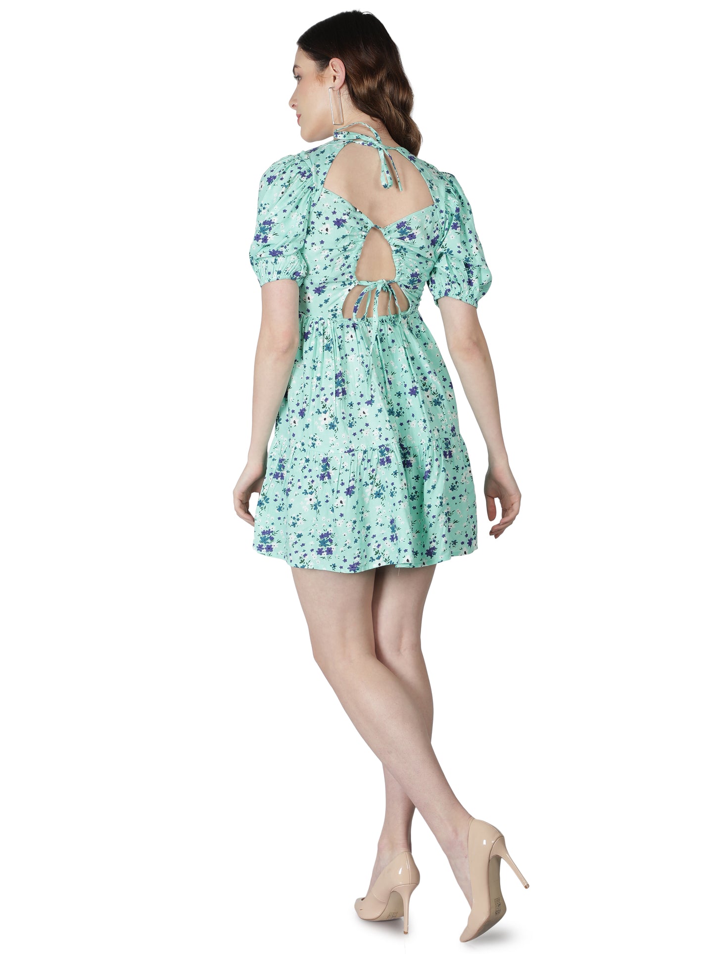 NUEVOSDAMAS Women Western Rayon Printed Dress | Latest Floral Printed Mini Dress