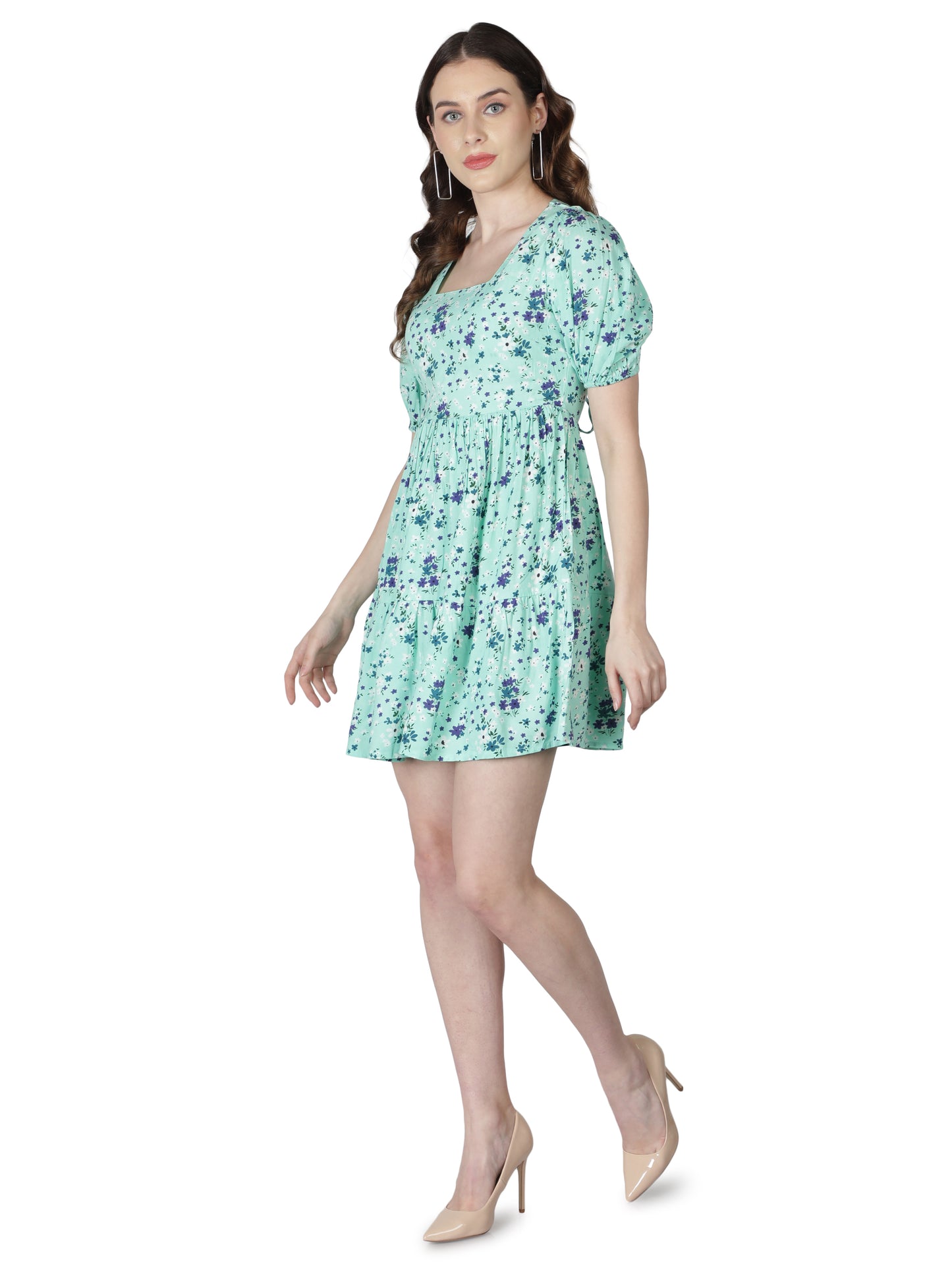 NUEVOSDAMAS Women Western Rayon Printed Dress | Latest Floral Printed Mini Dress