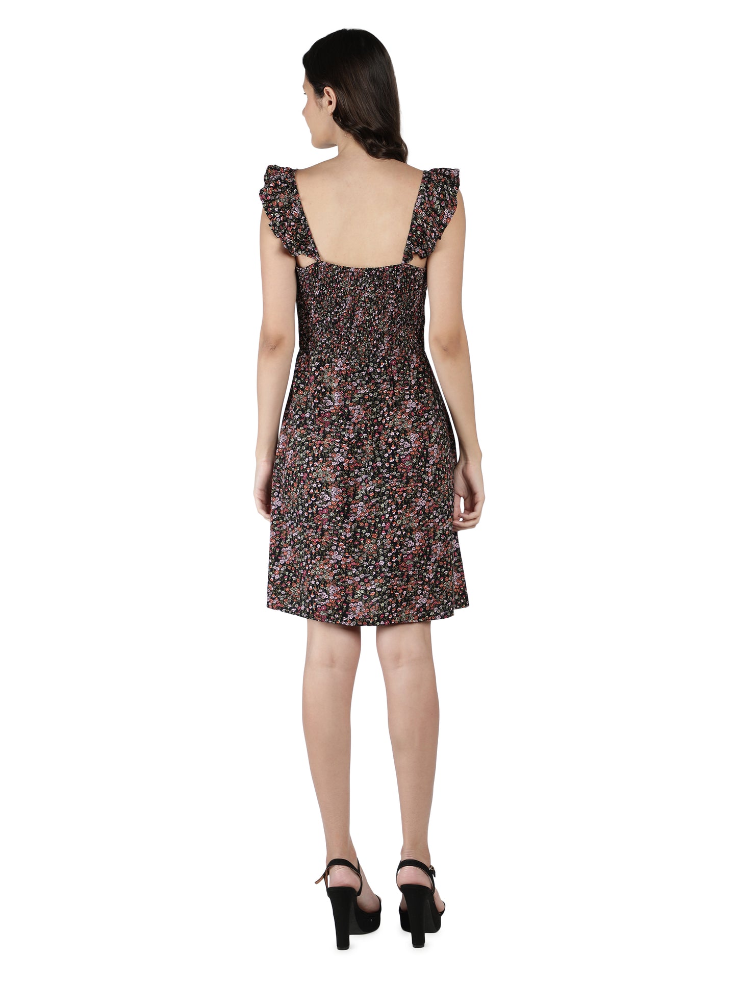 NUEVOSDAMAS Women Western Rayon Printed Dress | Latest Floral Printed Mini Dress