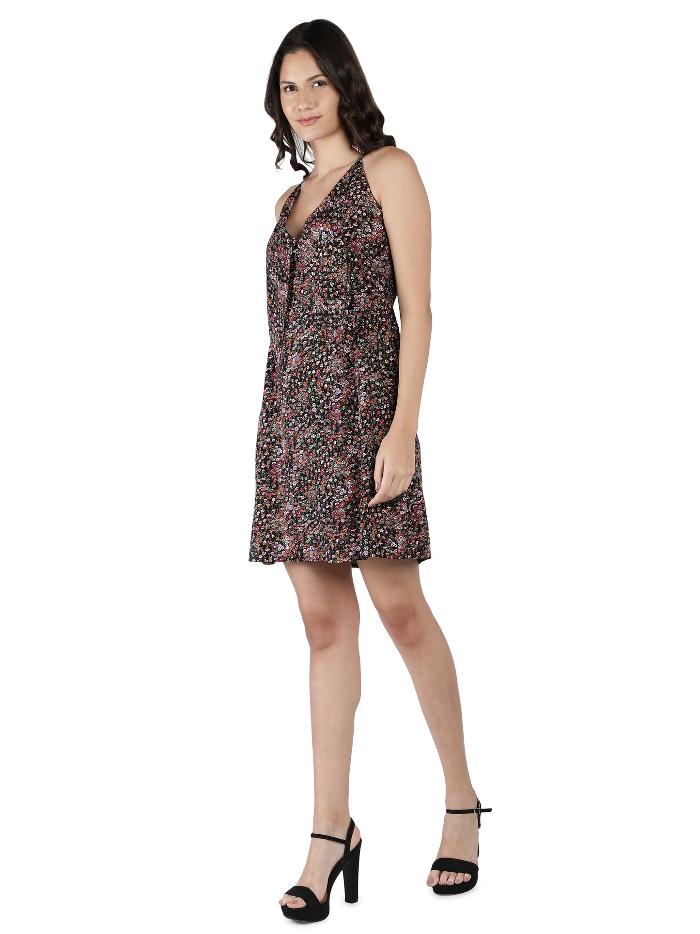 NUEVOSDAMAS Women Western Rayon Printed Dress | Latest Floral Printed Mini Dress