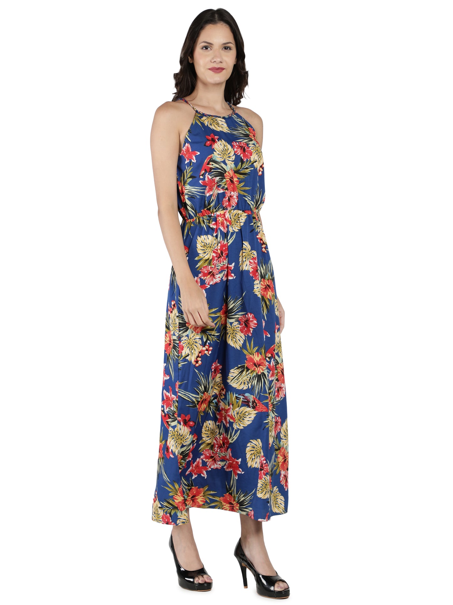 NUEVOSDAMAS Women Poly Crepe Floral Print Designer Dress | Latest Western Maxi Dress For Women