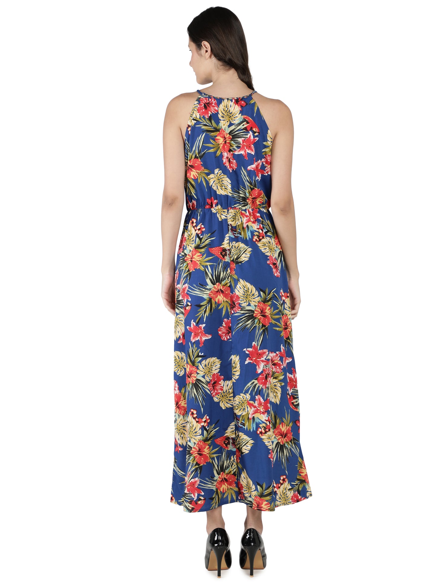 NUEVOSDAMAS Women Poly Crepe Floral Print Designer Dress | Latest Western Maxi Dress For Women