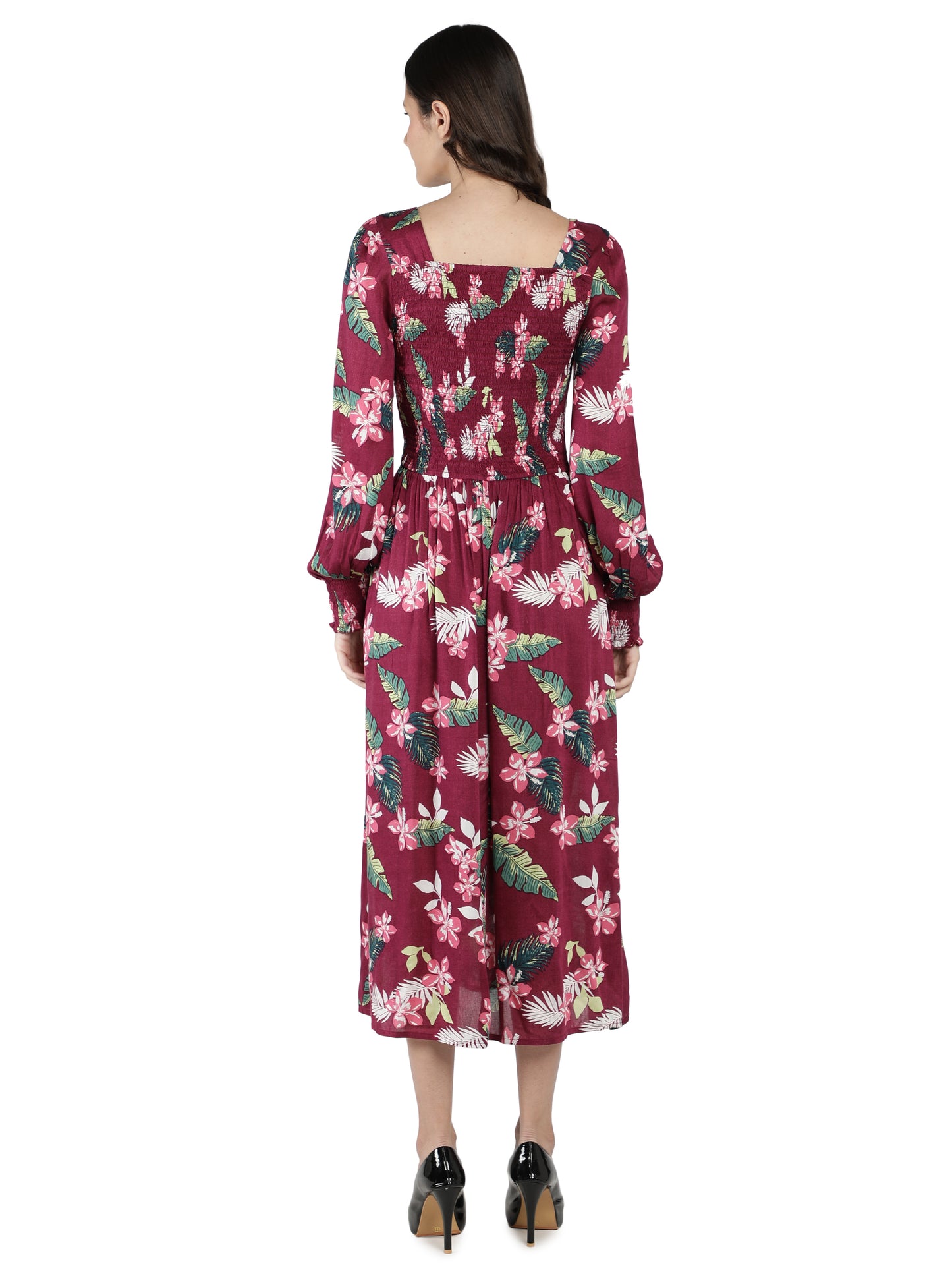 NUEVOSDAMAS Women Western Rayon Printed Dress | Latest Floral Printed Maxi Dress