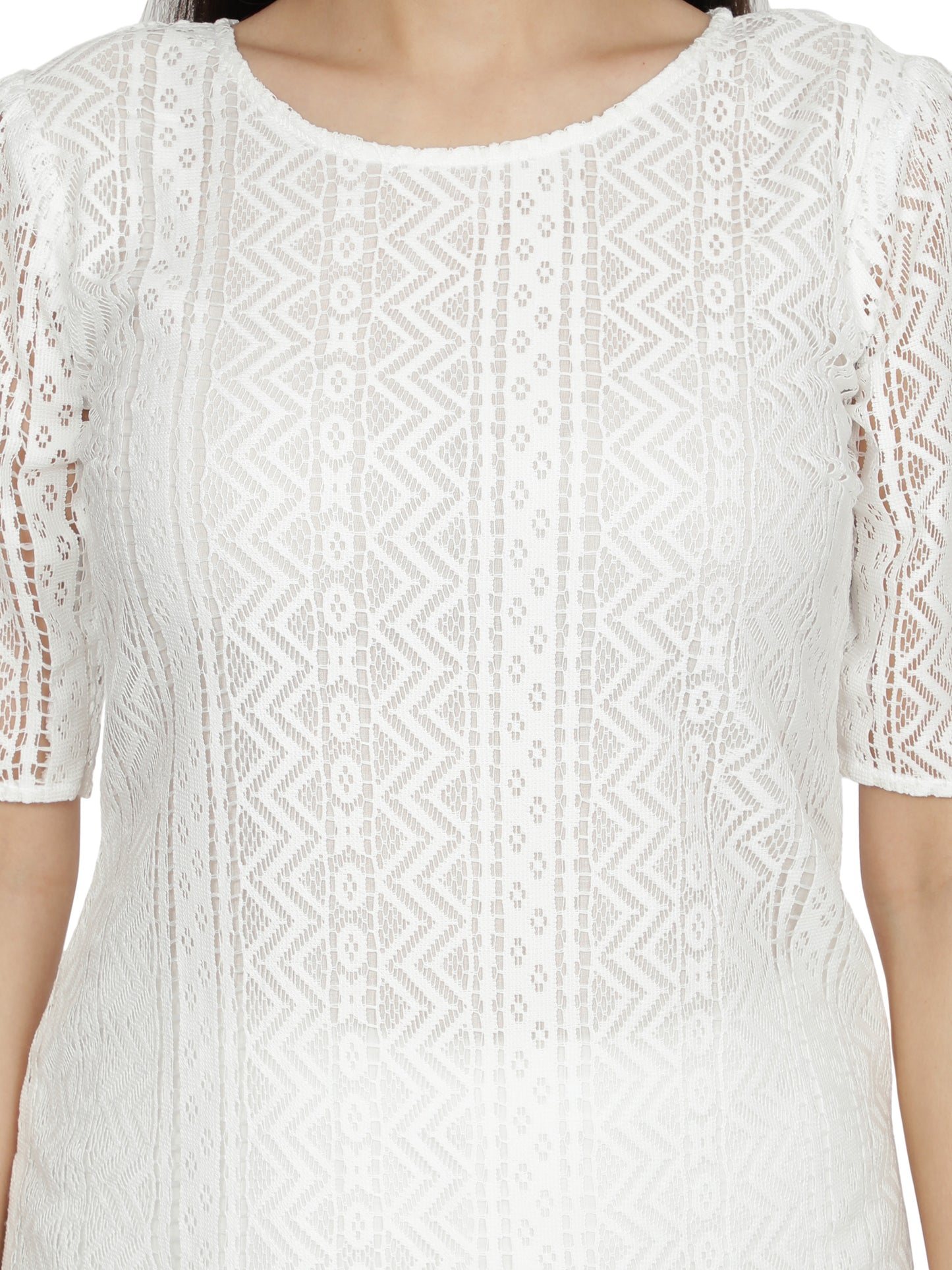 Women Printed Cotton Blend Straight Kurta (White) freeshipping - NUEVOSDAMAS