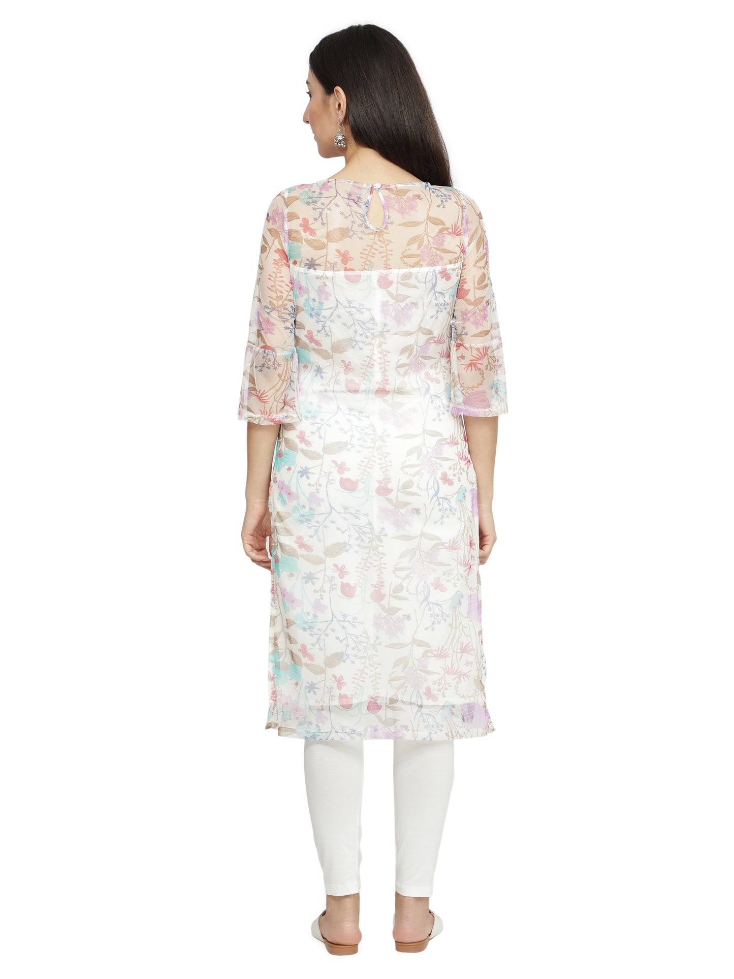 Women Printed Polycotton Straight Kurta (Pink) freeshipping - NUEVOSDAMAS