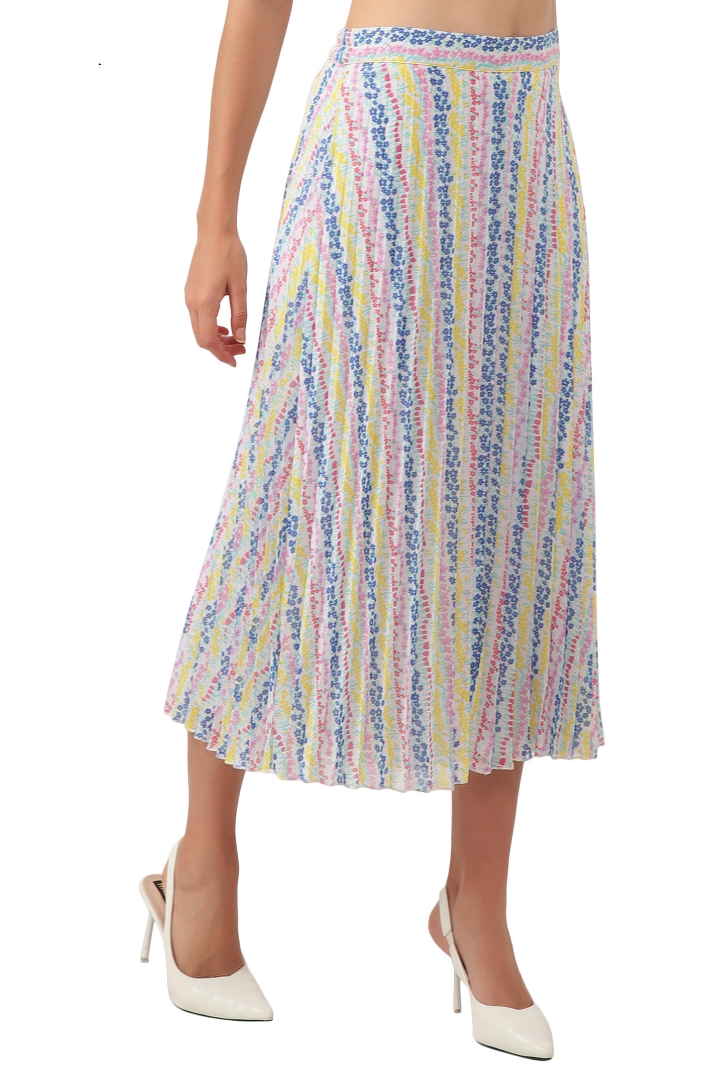 Women Printed Pleated Multicolor Skirt