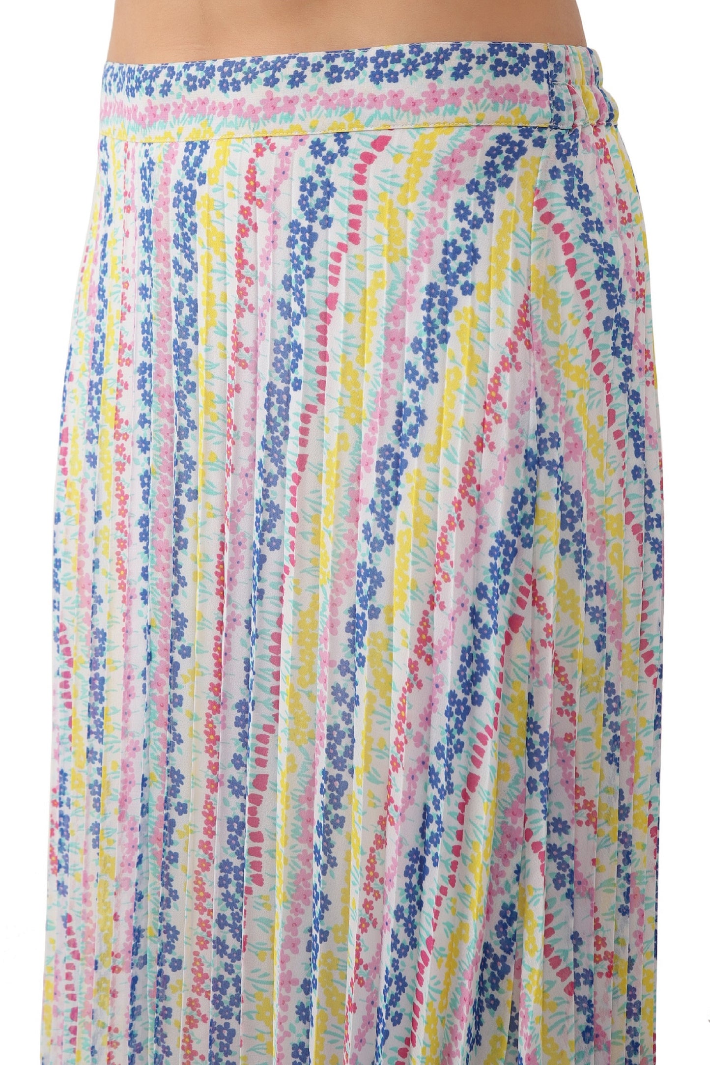 Women Printed Pleated Multicolor Skirt