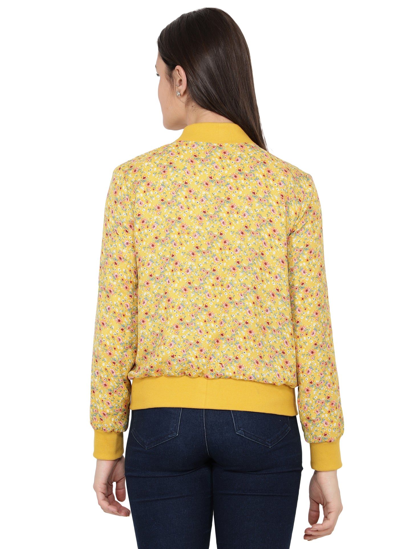 Full Sleeve Floral Print Women Bomber Jacket freeshipping - NUEVOSDAMAS
