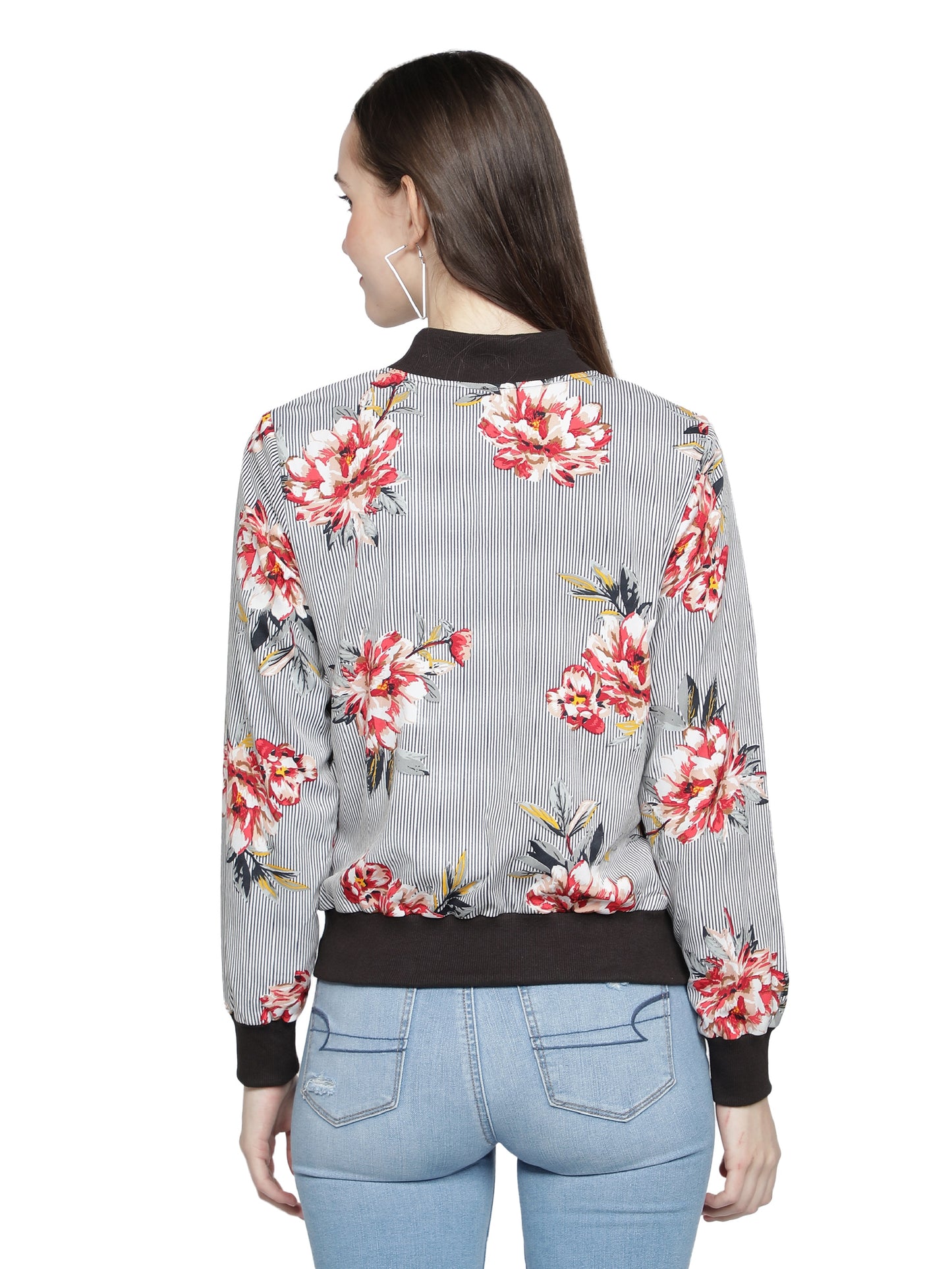 Nuevosdamas Women's Printed Bomber Jacket Grey