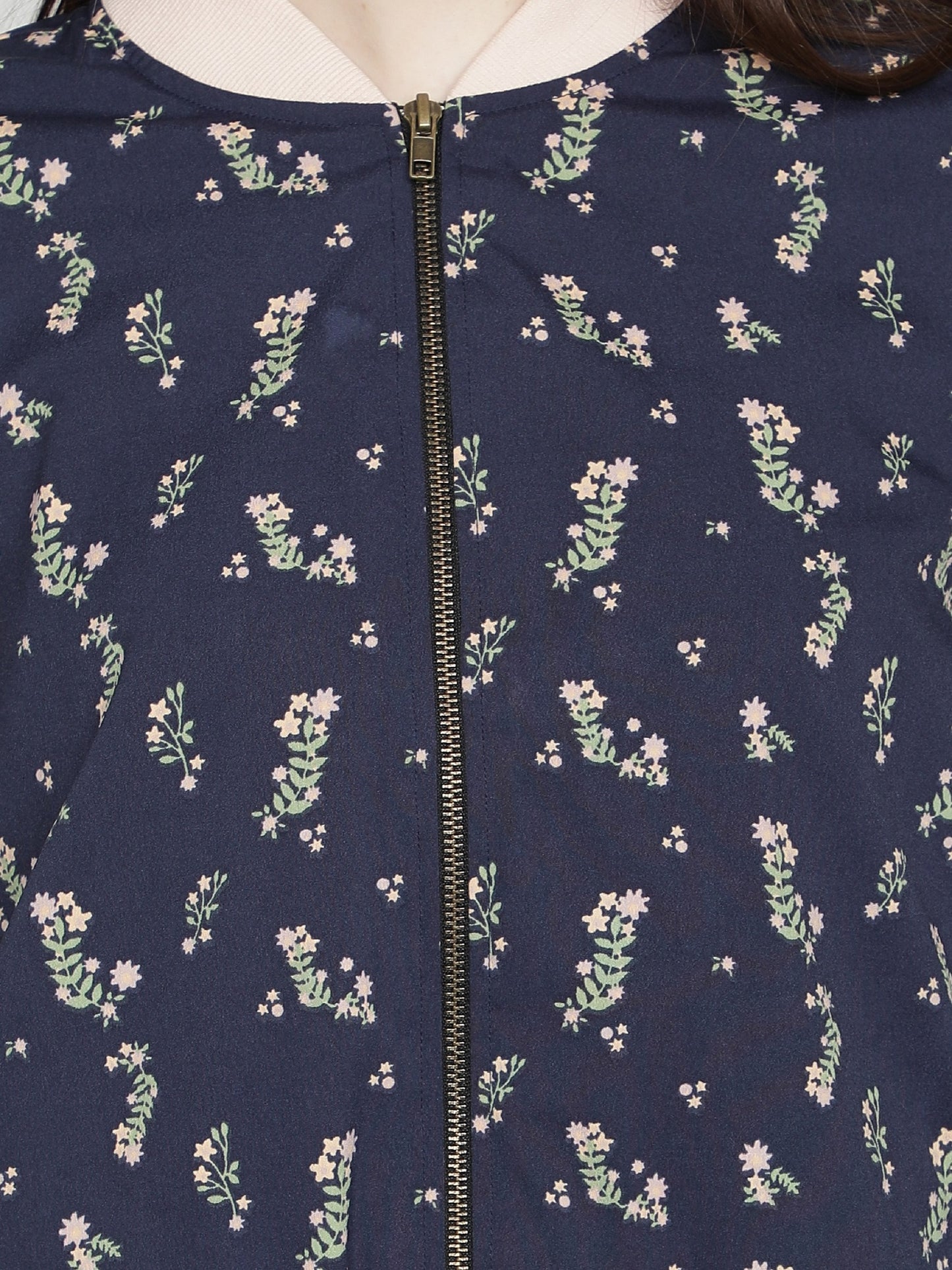 Nuevosdamas Woman's Bomber Jacket Floral Blue
