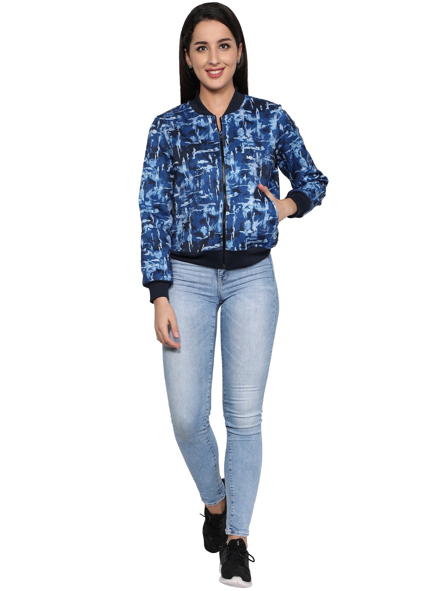 NUEVOSDAMAS woman's Bomber Jacket Bomber Jacket Blue Navy Blue