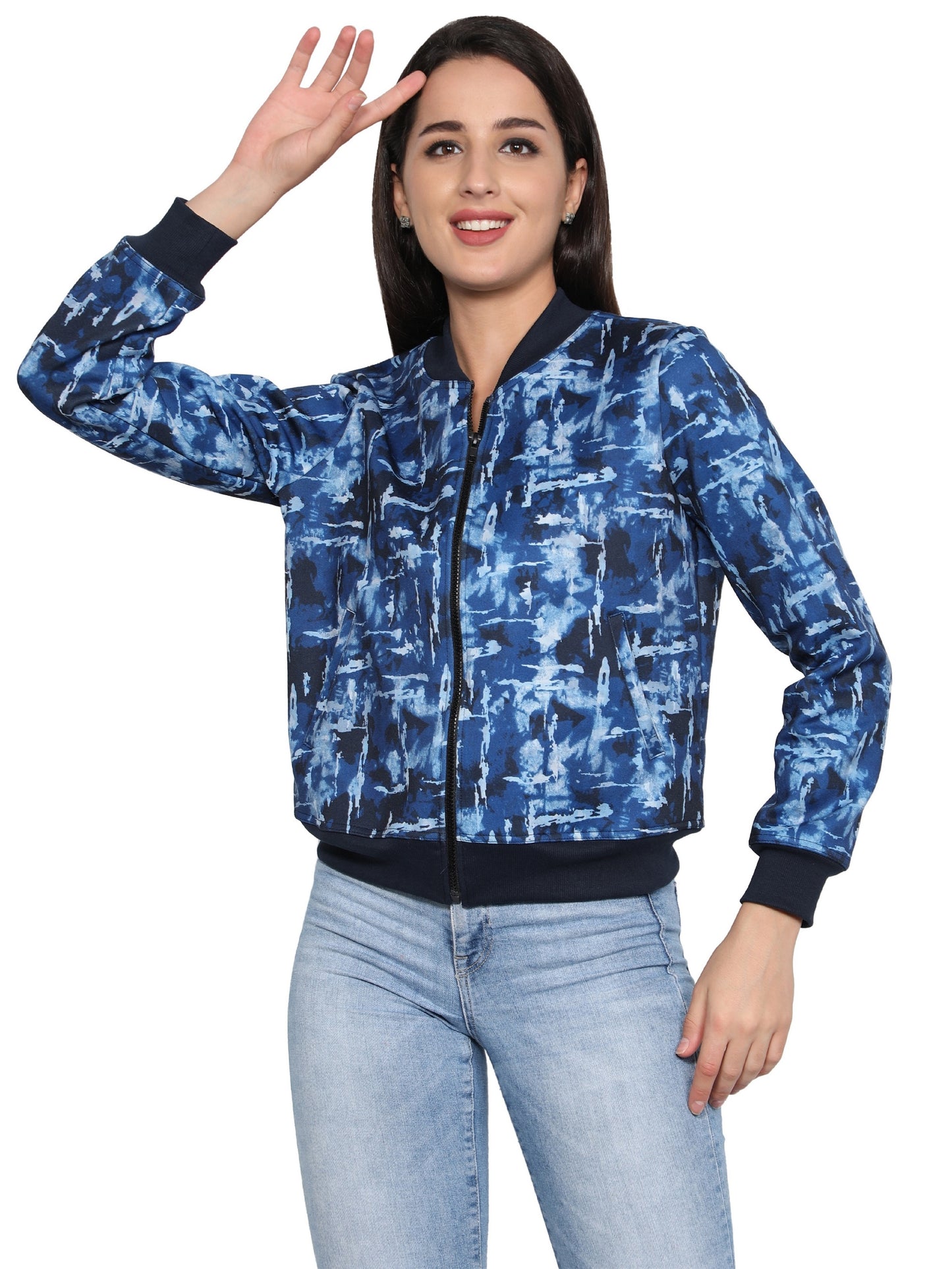 NUEVOSDAMAS woman's Bomber Jacket Bomber Jacket Blue Navy Blue