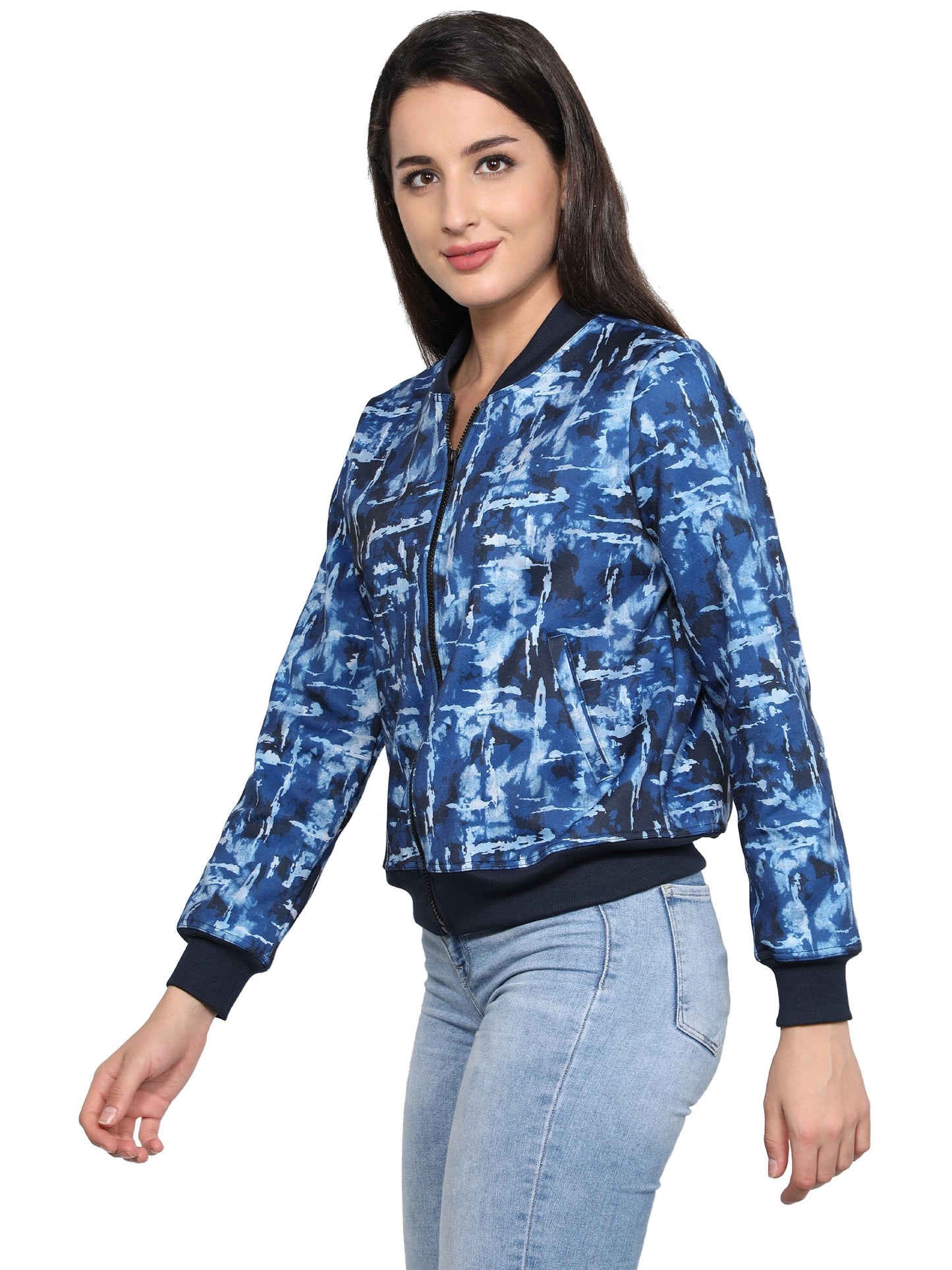 NUEVOSDAMAS woman's Bomber Jacket Bomber Jacket Blue Navy Blue