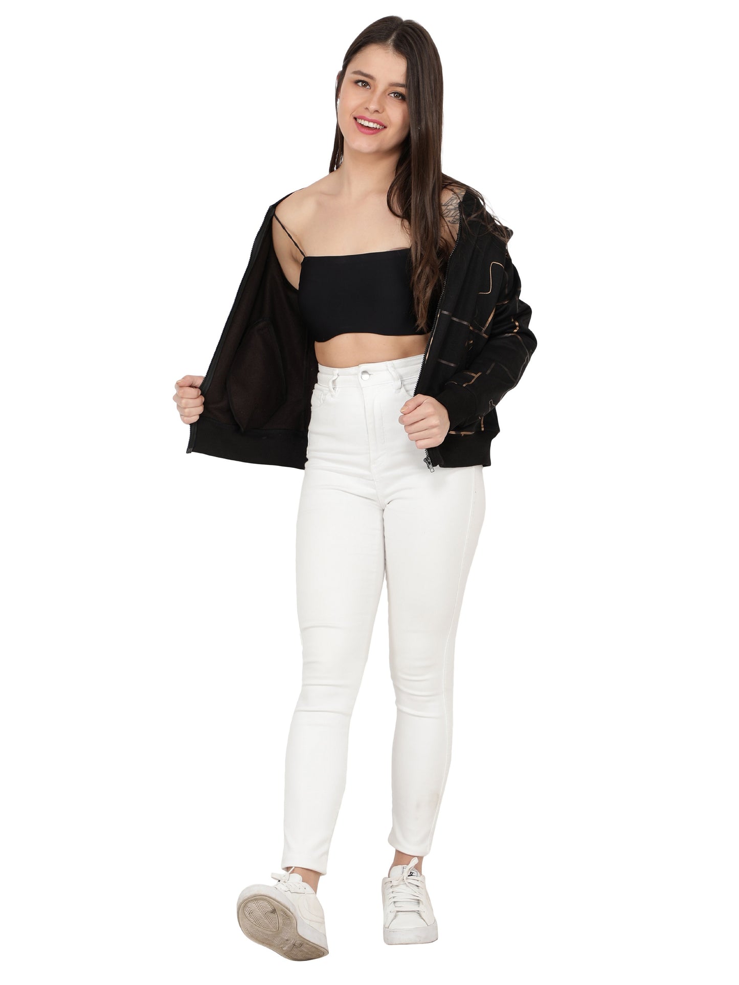 Nuevosdamas Woman's Bomber Jacket Black