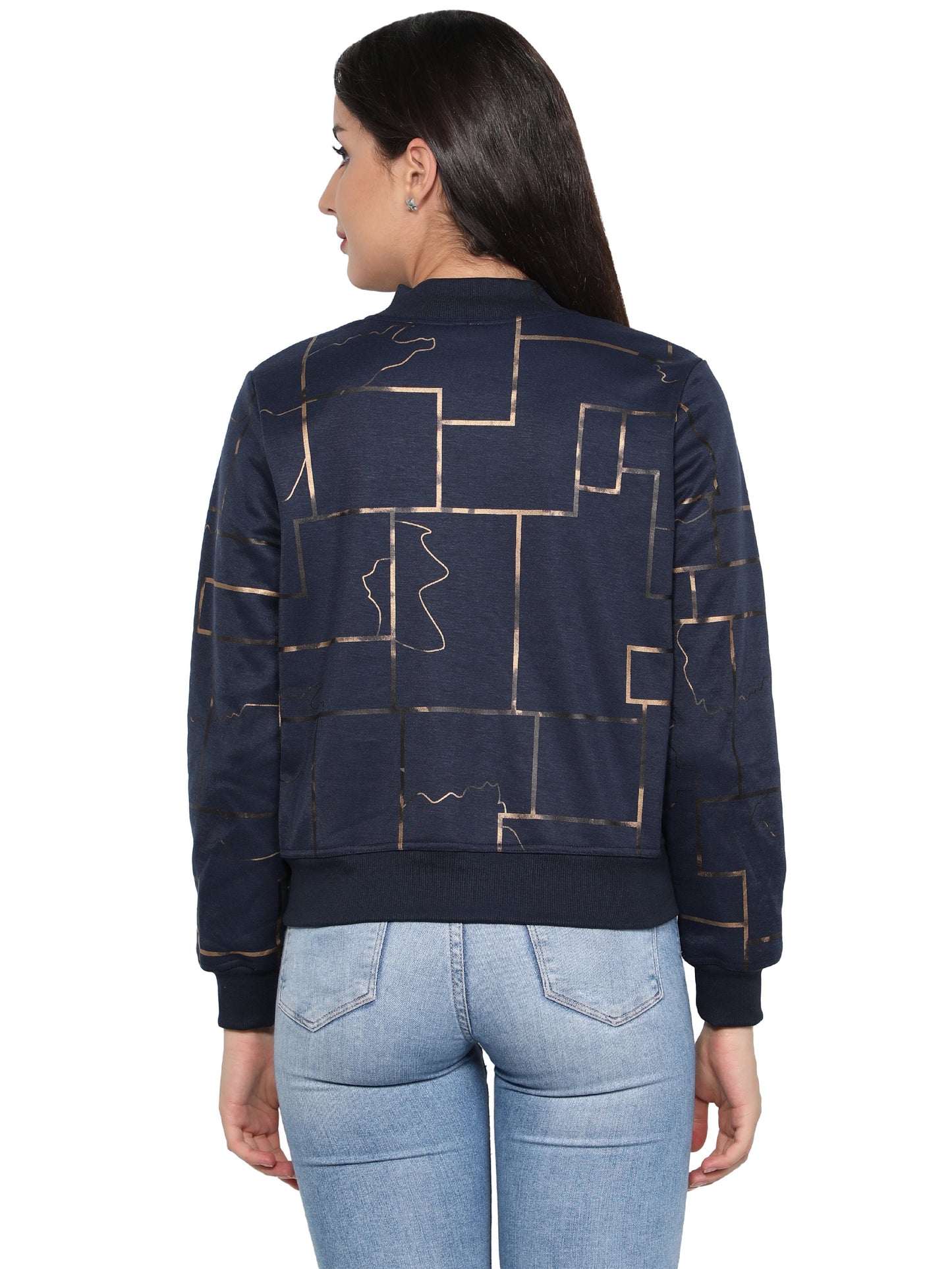 NUEVOSDAMAS Women Full sleeve Poly Cotton Printed Bomber Jacket