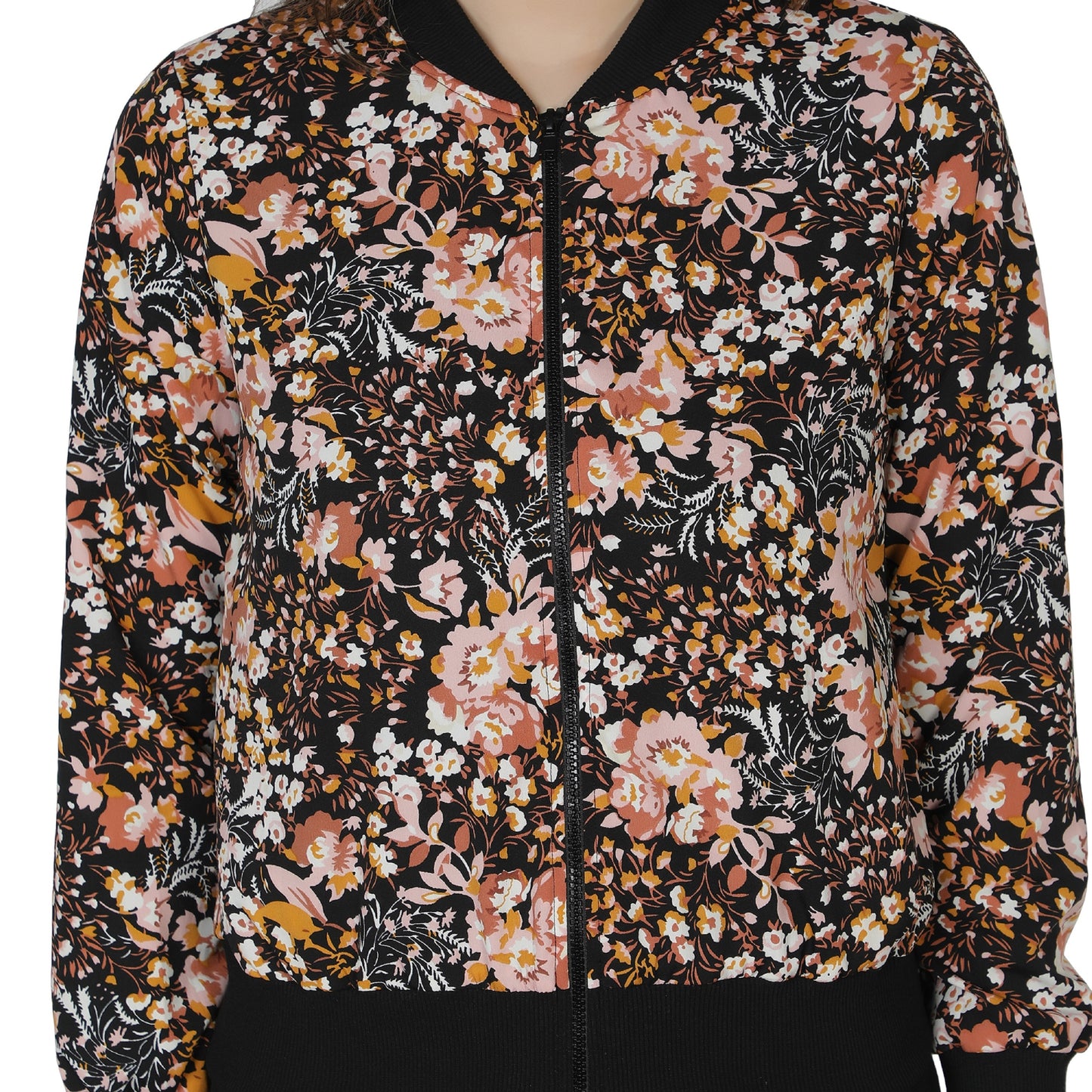 NUEVOSDAMAS Women Full sleeve Multi Floral Printed Bomber Jacket