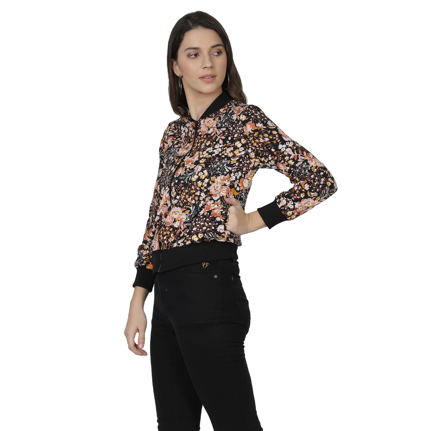 NUEVOSDAMAS Women Full sleeve Multi Floral Printed Bomber Jacket