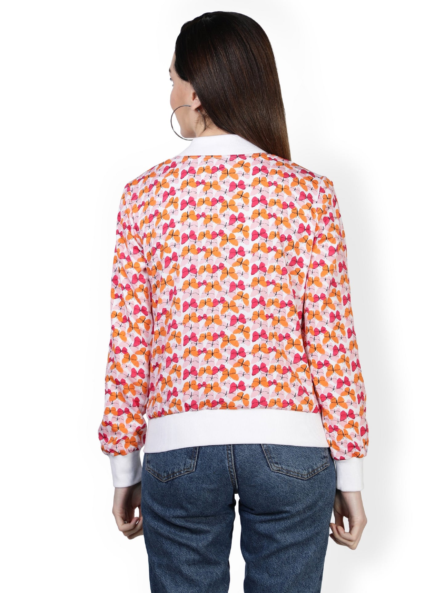 NUEVOSDAMAS Women Full Sleeve Printed Bomber Jacket
