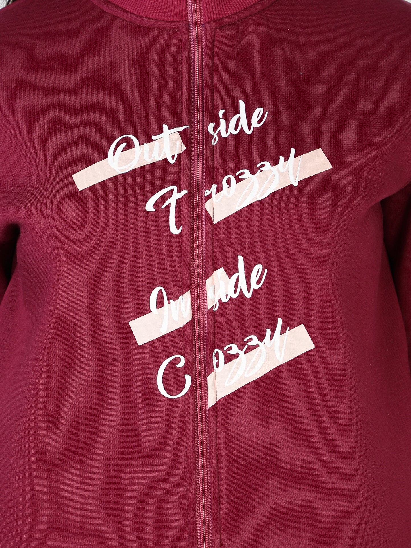 NUEVOSDAMAS Full Sleeve Printed Women Jacket_Maroon