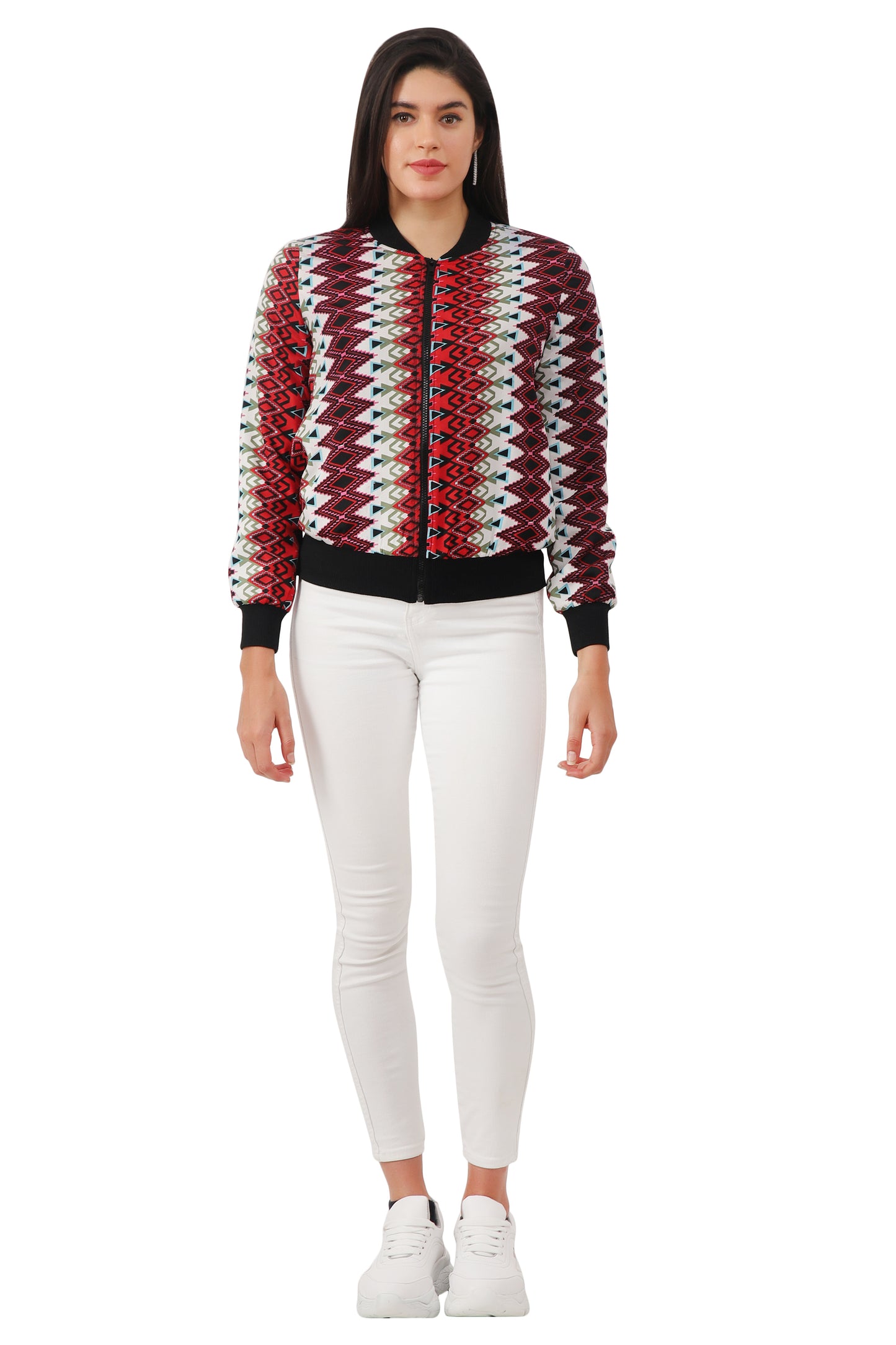NUEVOSDAMAS Women Printed Full Sleeve Bomber jacket | Latest Stylish Georgette Printed Women Jacket | Light Weight Crepe Jacket for women_multicolor