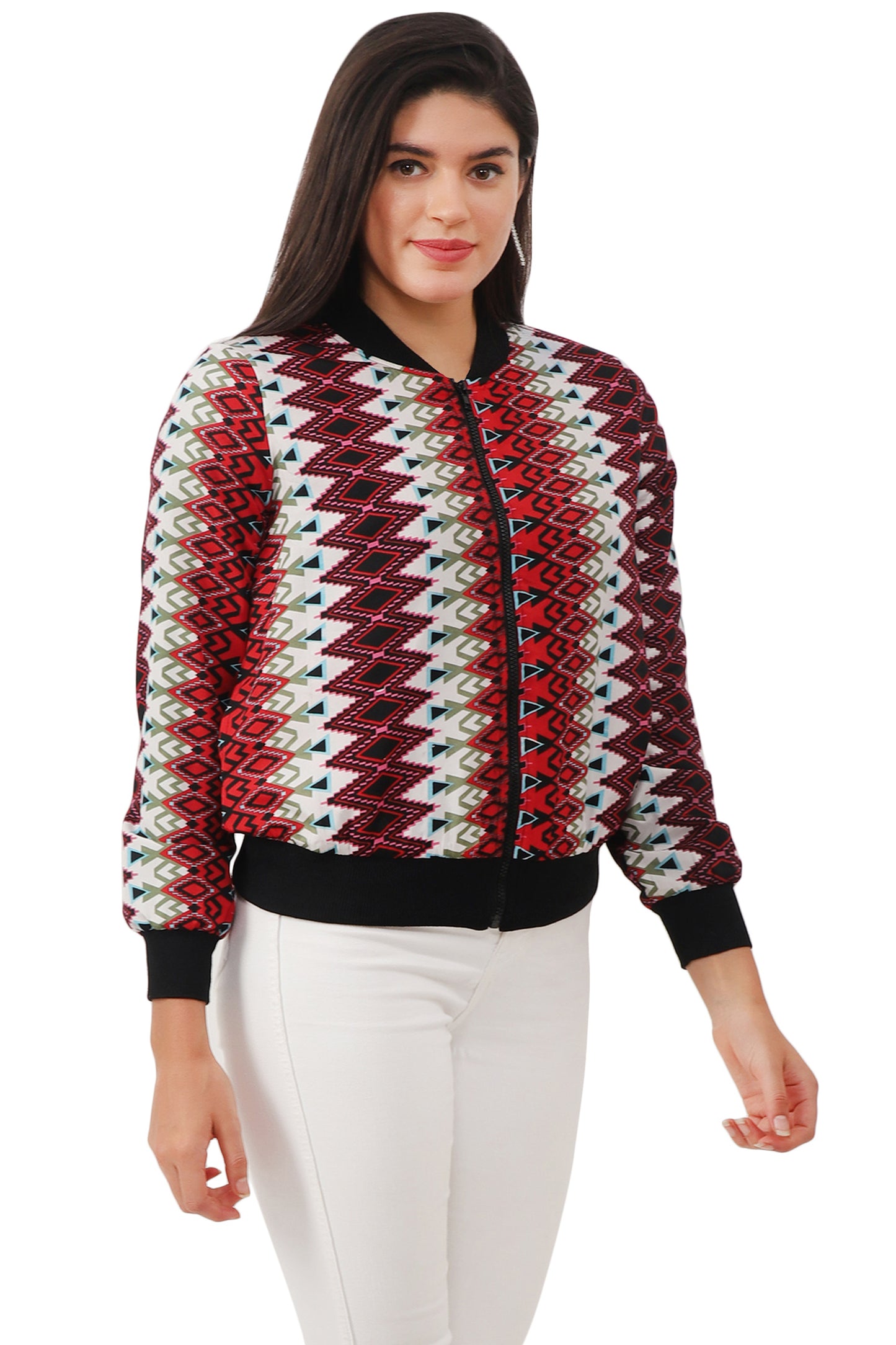 NUEVOSDAMAS Women Printed Full Sleeve Bomber jacket | Latest Stylish Georgette Printed Women Jacket | Light Weight Crepe Jacket for women_multicolor