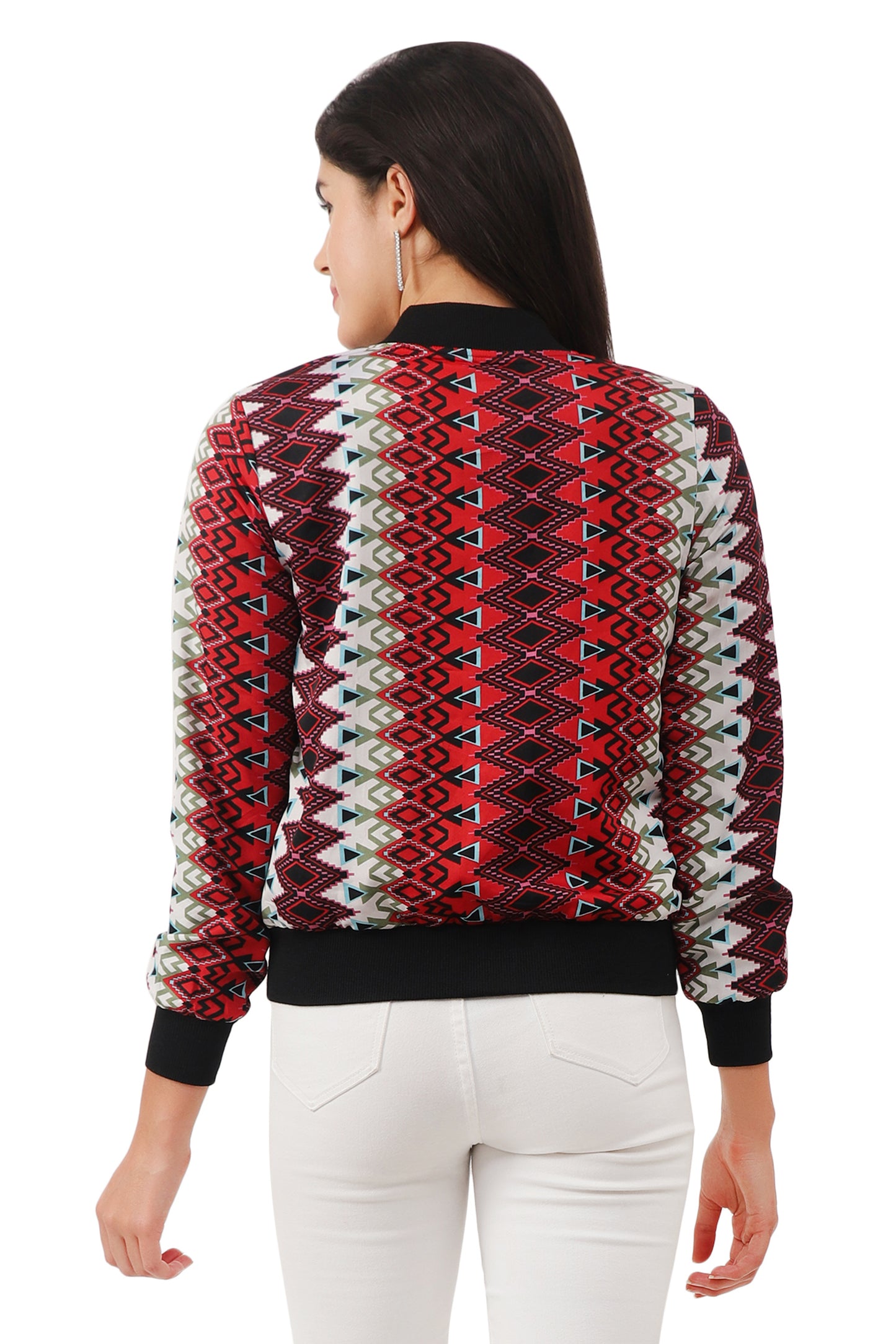 NUEVOSDAMAS Women Printed Full Sleeve Bomber jacket | Latest Stylish Georgette Printed Women Jacket | Light Weight Crepe Jacket for women_multicolor