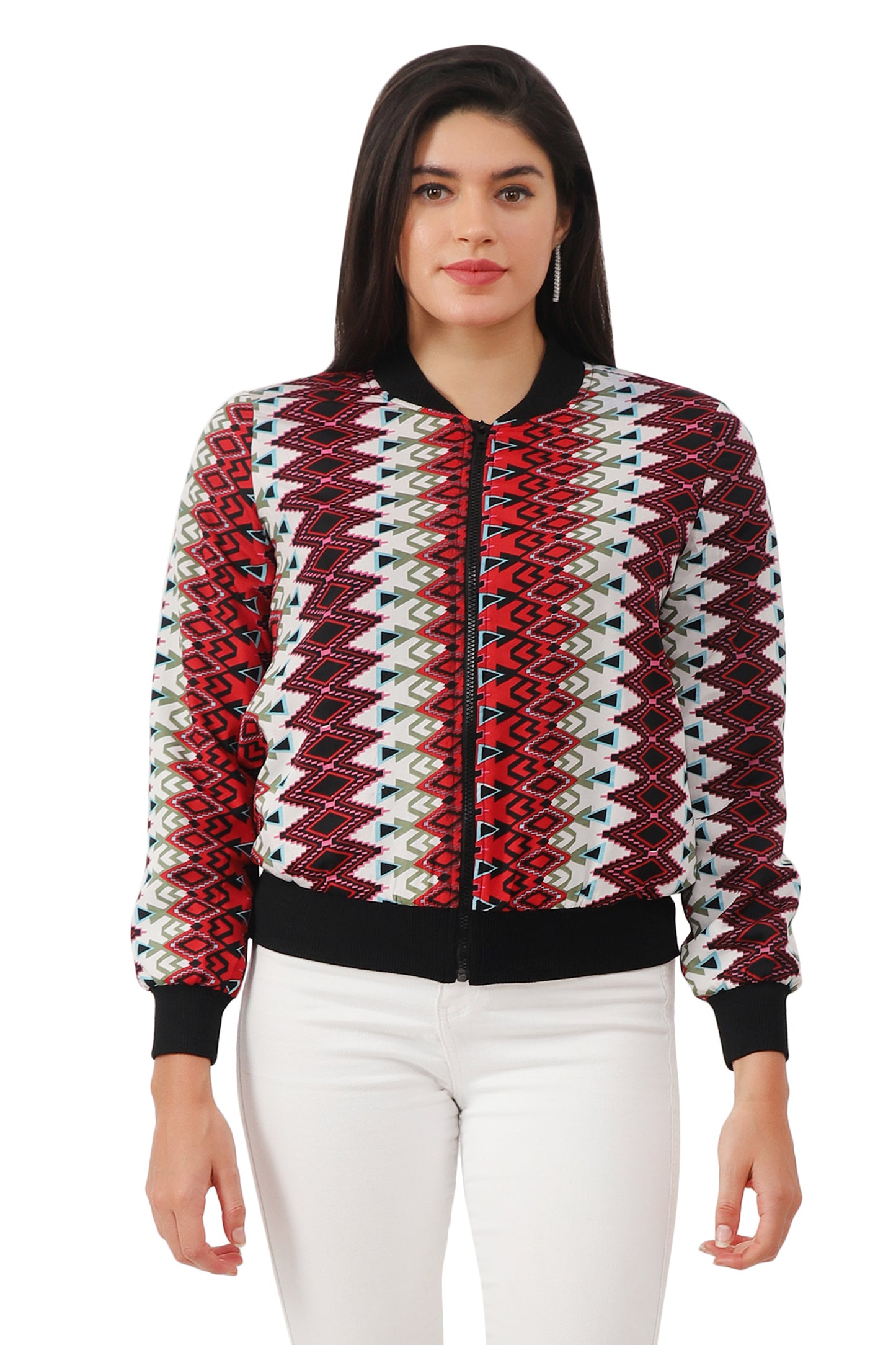 NUEVOSDAMAS Women Printed Full Sleeve Bomber jacket | Latest Stylish Georgette Printed Women Jacket | Light Weight Crepe Jacket for women_multicolor