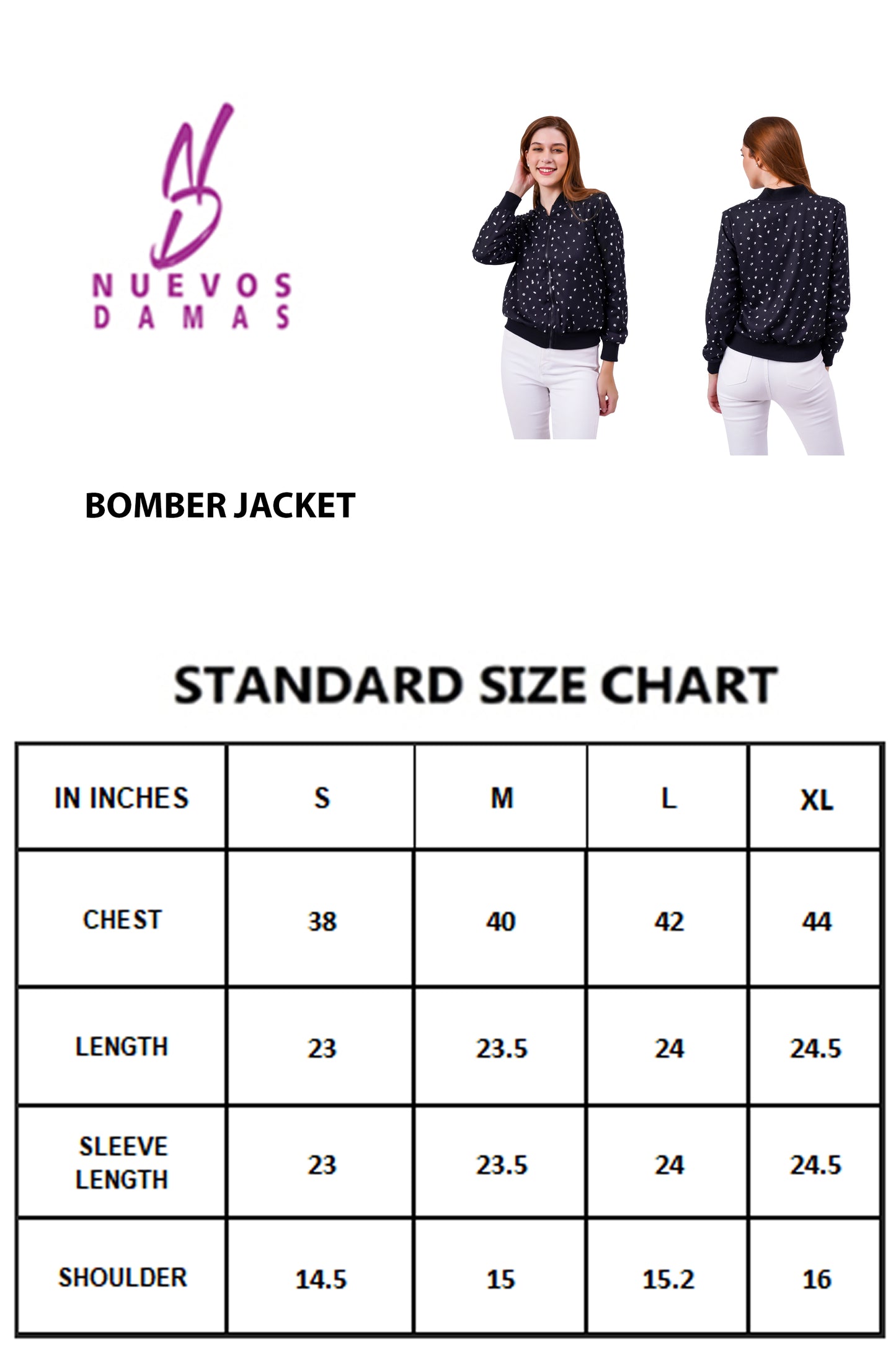 NUEVOSDAMAS All Over Printed Black Bomber Jacket