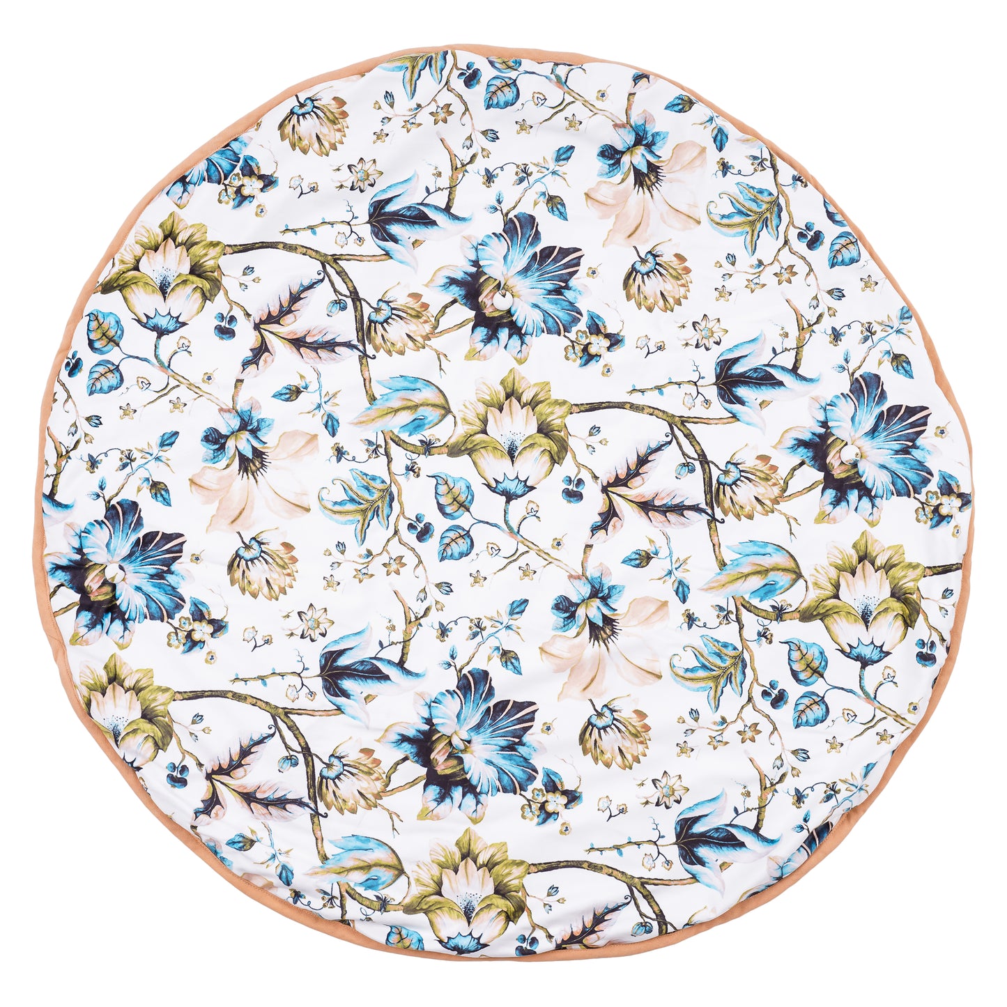 NUEVOSGHAR Digital Printed Velvet Round Shaped Baby Mattress Blue/White (0-24 Months)