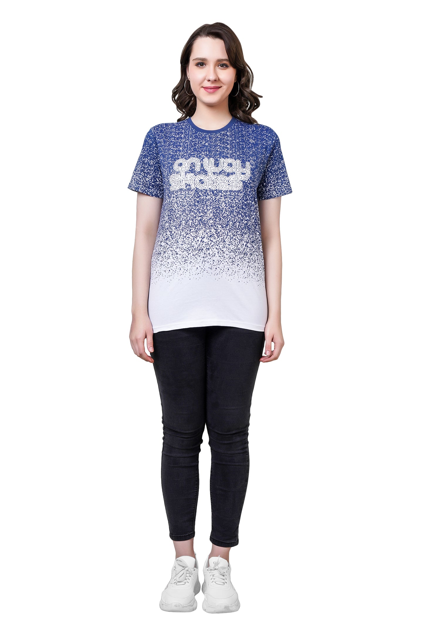 NUEVOSDAMAS Cotton Typography Printed | T-Shirt Navy Blue