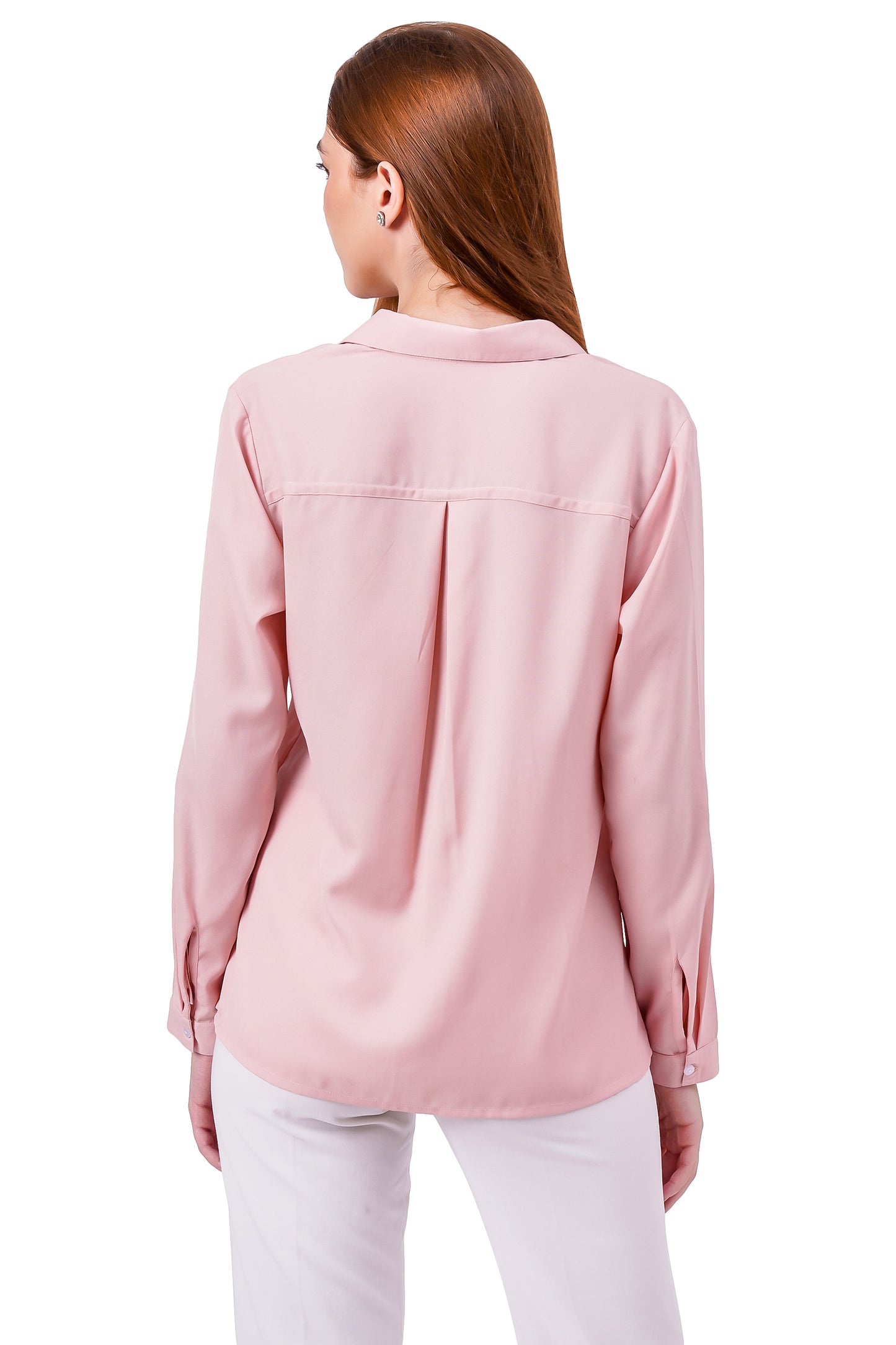 NUEVOSDAMAS Solid Peach Casual/Formal Women Full Sleeve Shirt