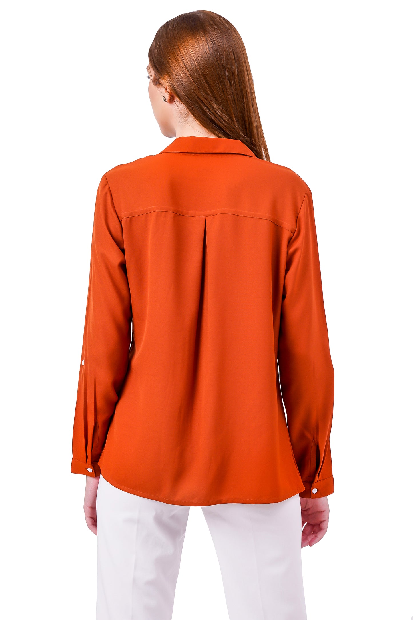 NUEVOSDAMAS Solid Orange Casual/Formal Women Full Sleeve Shirt
