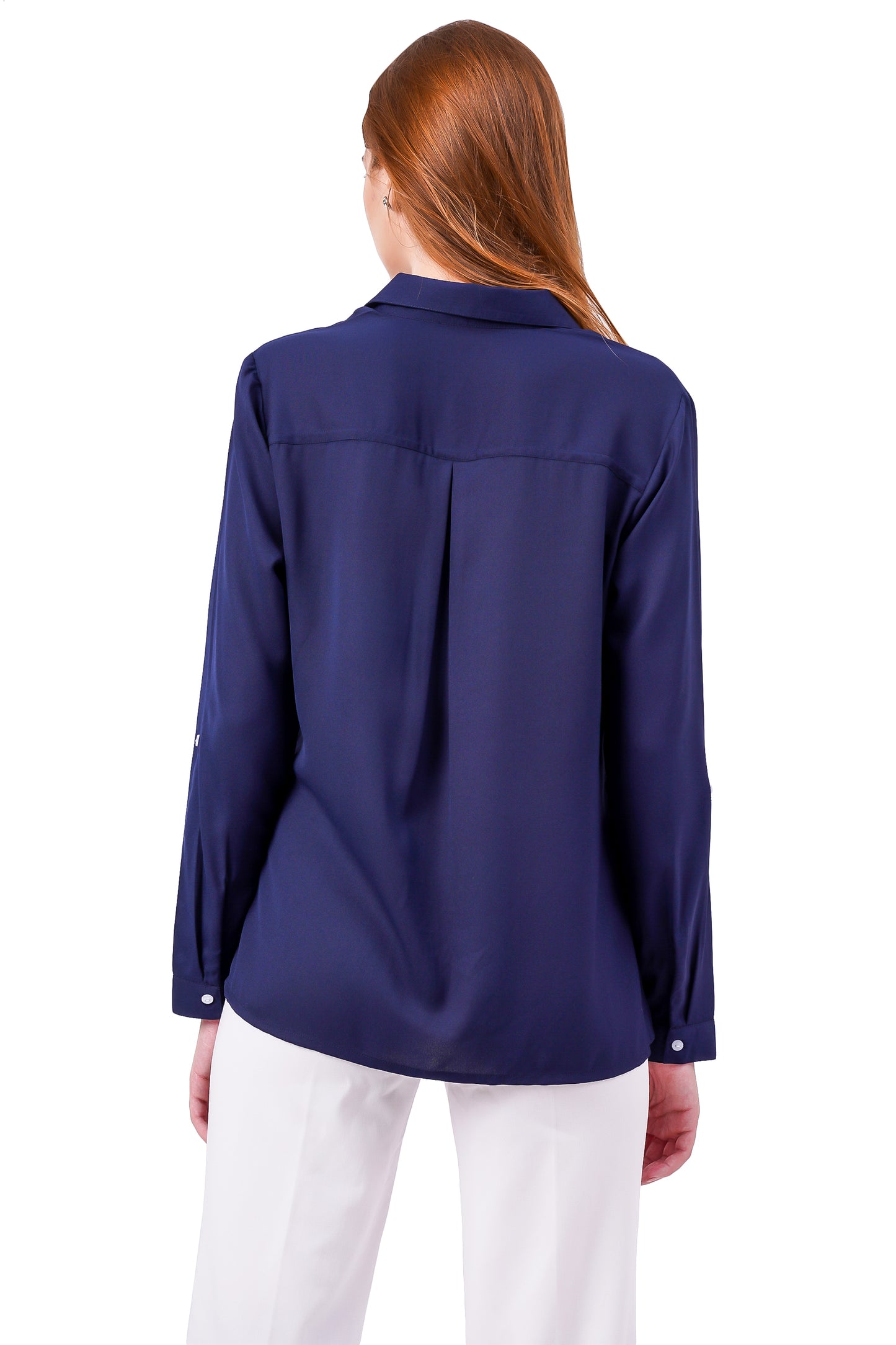 NUEVOSDAMAS Solid Navy Blue Casual/Formal Women Full Sleeve Shirt