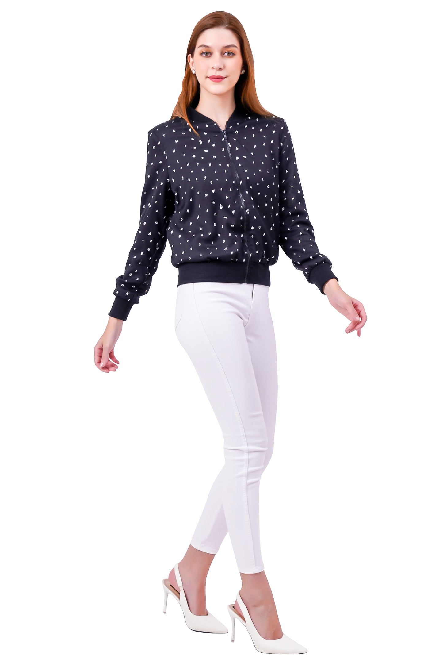 NUEVOSDAMAS All Over Printed Black Bomber Jacket
