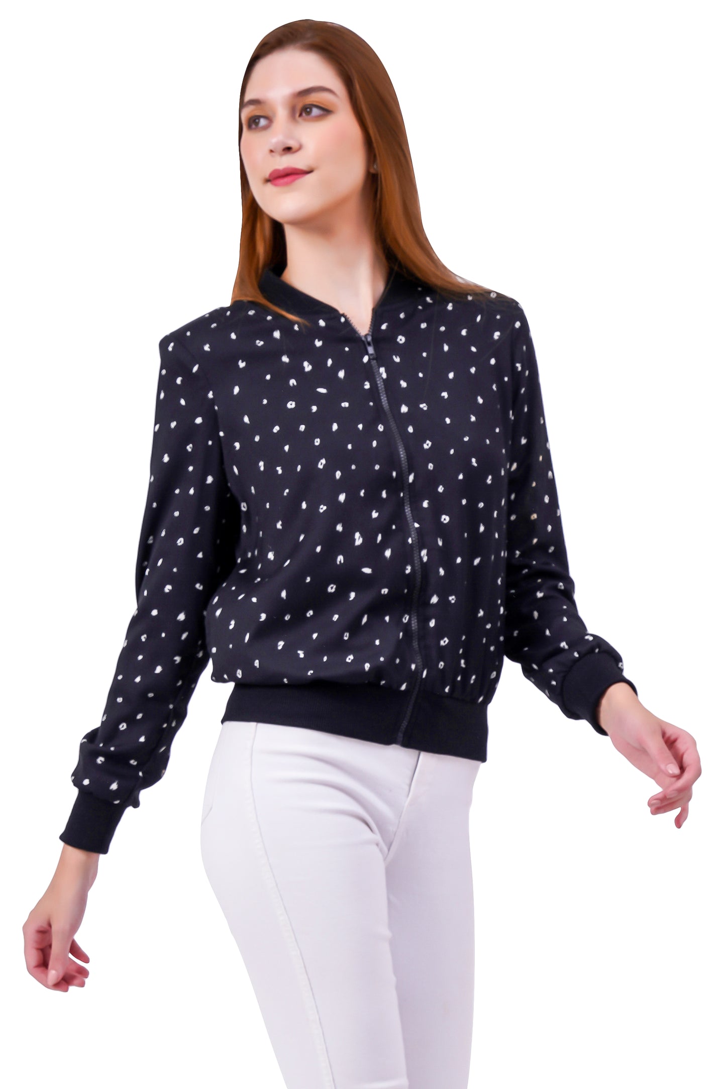 NUEVOSDAMAS All Over Printed Black Bomber Jacket