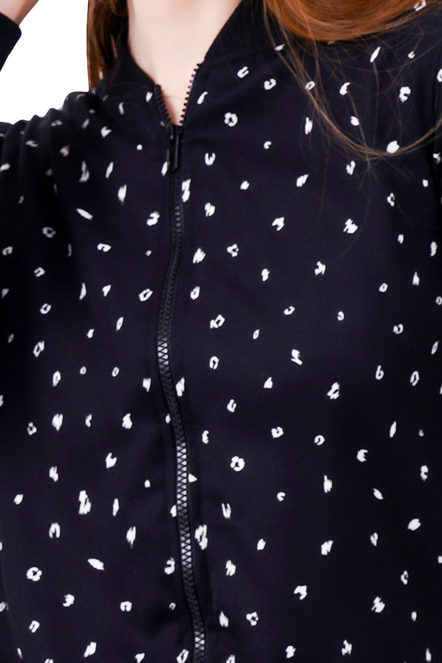 NUEVOSDAMAS All Over Printed Black Bomber Jacket