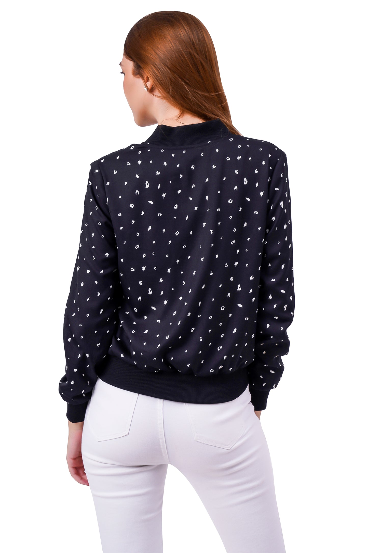 NUEVOSDAMAS All Over Printed Black Bomber Jacket