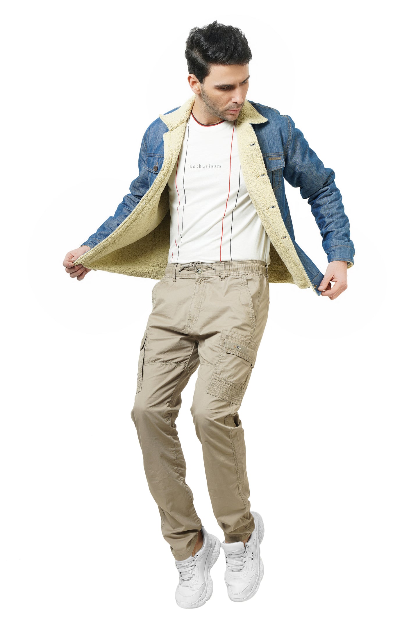 NUEVOSPORTA Men's Winter Wear Sherpa Blue Denim Jacket