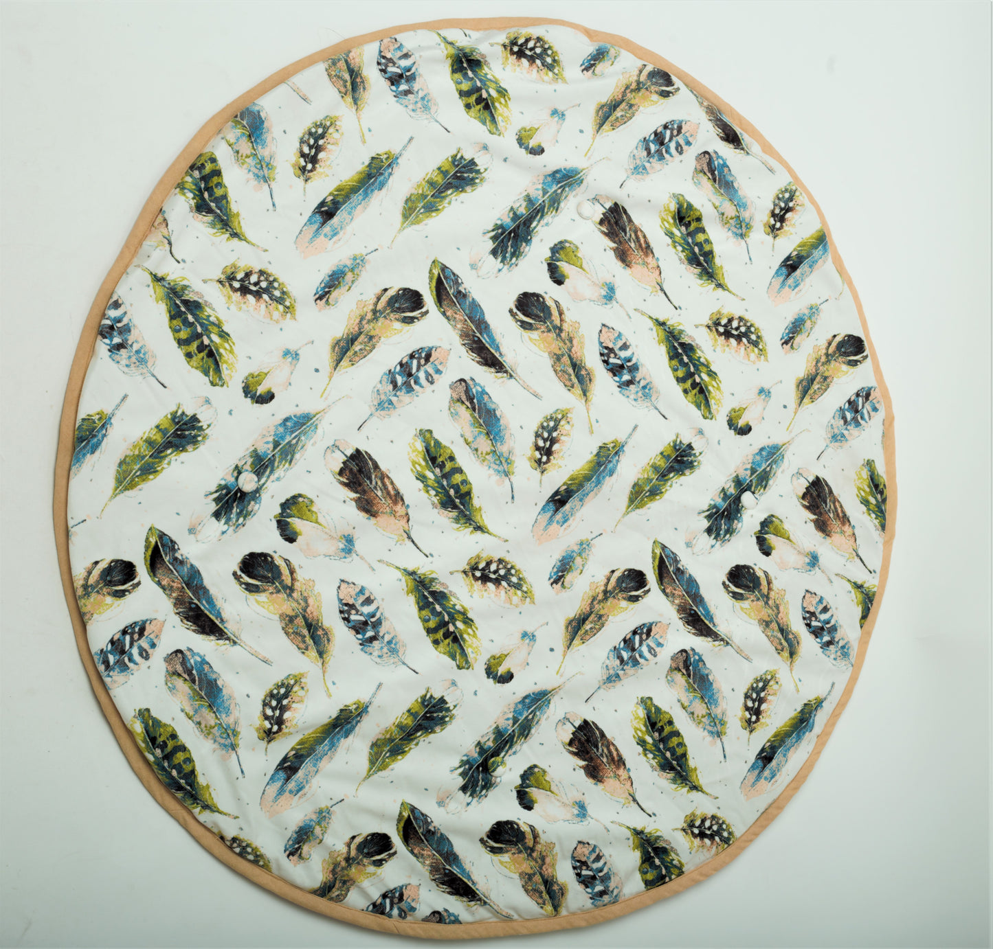 NUEVOSGHAR Digital Printed Velvet Round Shaped Baby Mattress | Multi/White (0-24 Months)