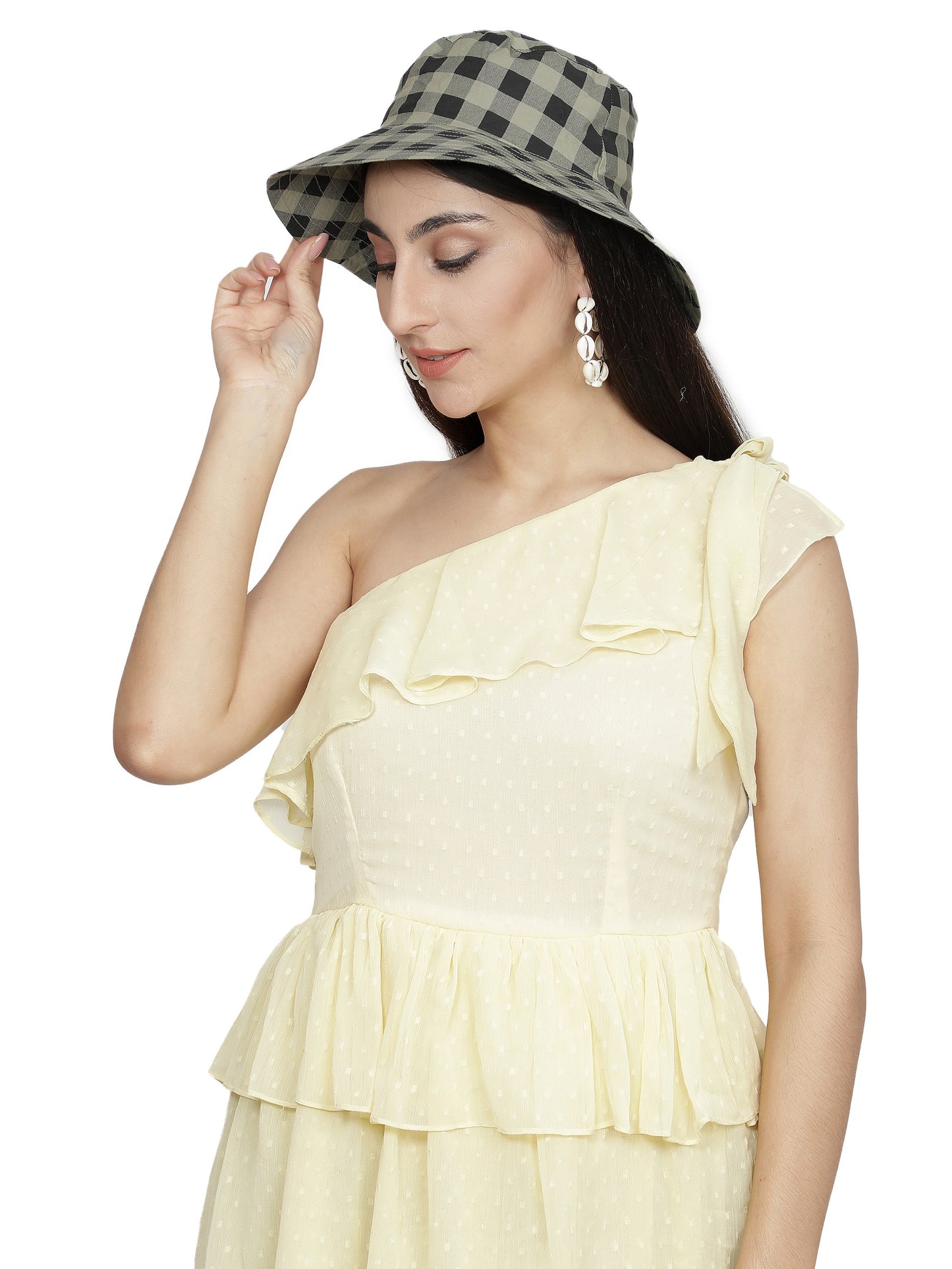 NUEVOSDAMAS sun hat/circular hat (Olive Green, Black, Pack of 1)