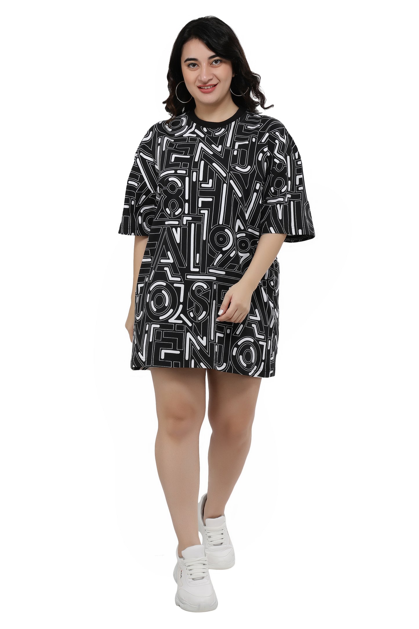 NUEVOSDAMAS Women Cotton Graphic Printed Half Sleeve Women's Black T-Shirt