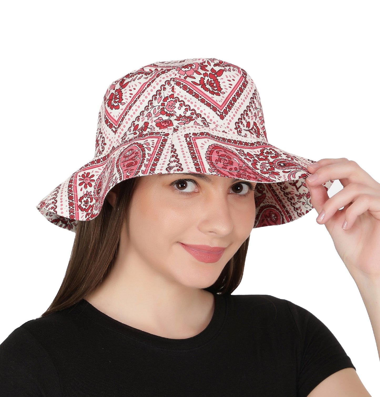 NUEVOSDAMAS Women Cotton Floral Printed Sun Hat