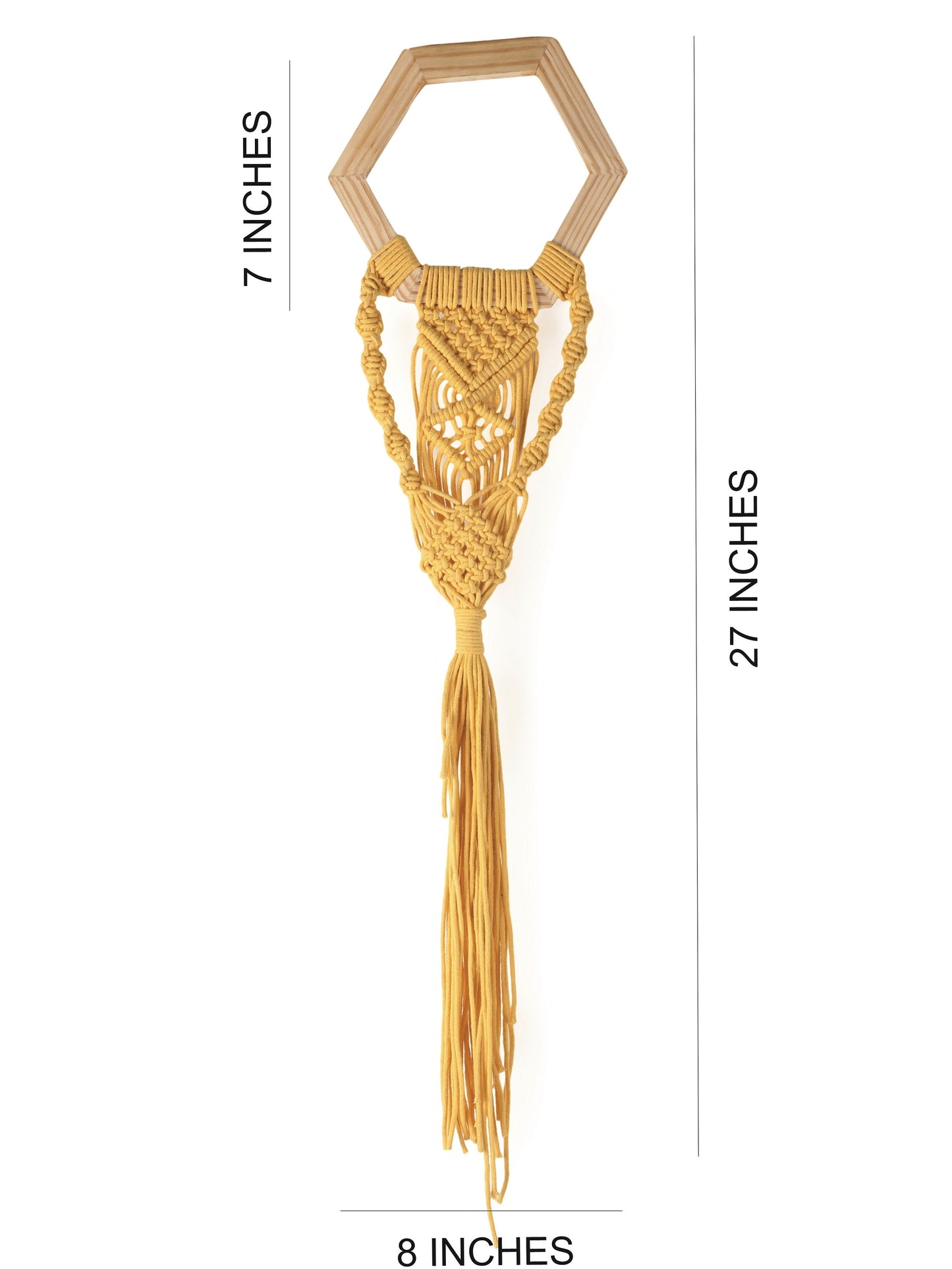 NUEVOSGHAR Macrame Plant Hanger | Boho Plant Holder | Hand Made Crochet Plant Holder | Indoor-Outdoor Wall Hanging Plant Holder | Yellow