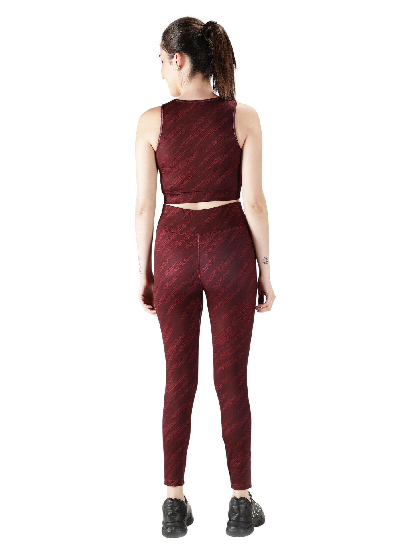 NUEVOSDAMAS Women Active WearTracksuit | Gym Wear Padded Top And Bottom Set | Dry Fit Women Active Wear Combo Set_Maroon