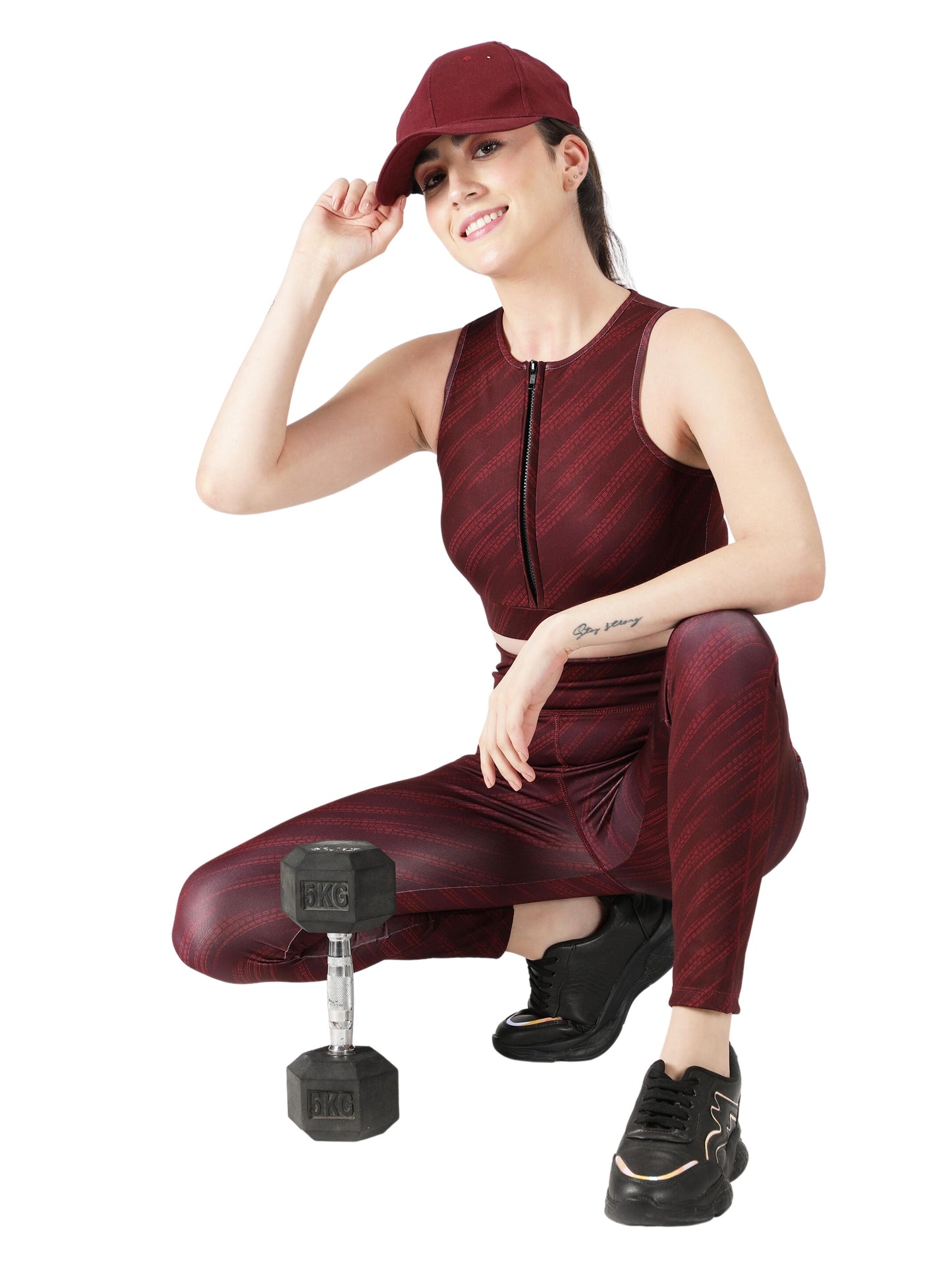 NUEVOSDAMAS Women Active WearTracksuit | Gym Wear Padded Top And Bottom Set | Dry Fit Women Active Wear Combo Set_Maroon