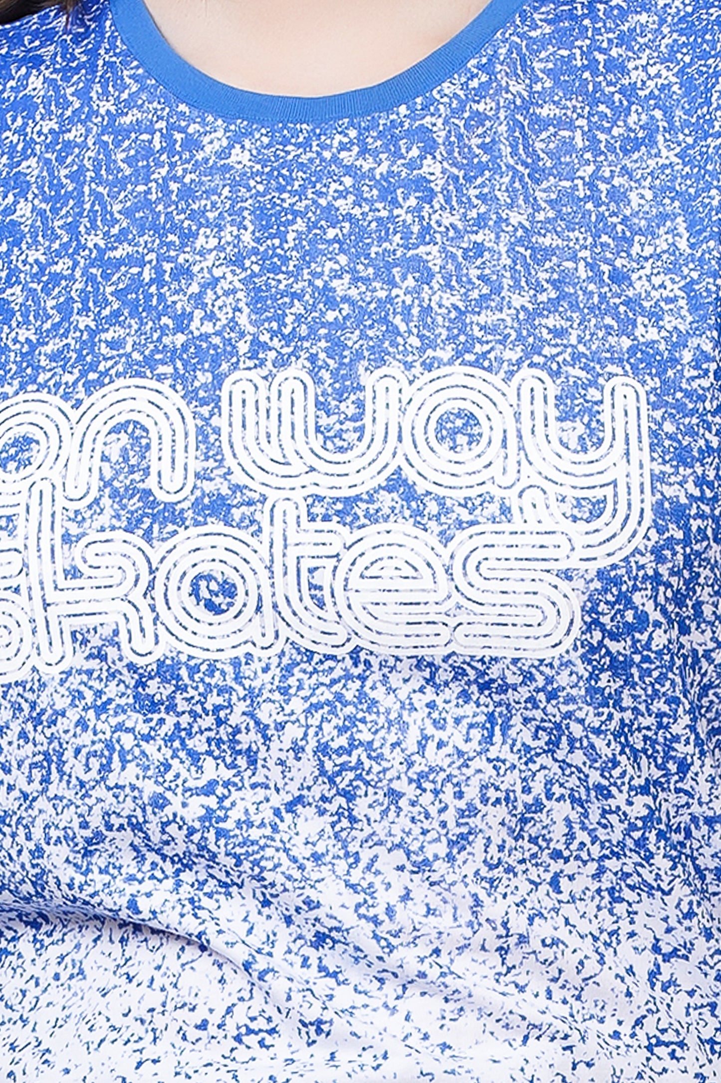 NUEVOSDAMAS Cotton Typography Printed | T-Shirt White/Light Blue