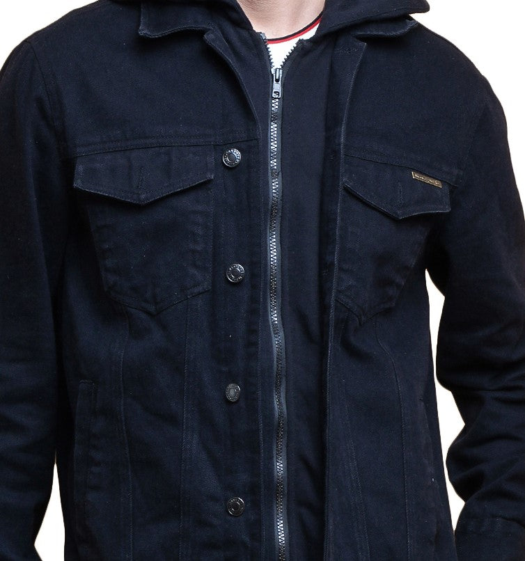 NUEVOSPORTA Denim Jacket with Hooded Blackberry for Men | Black