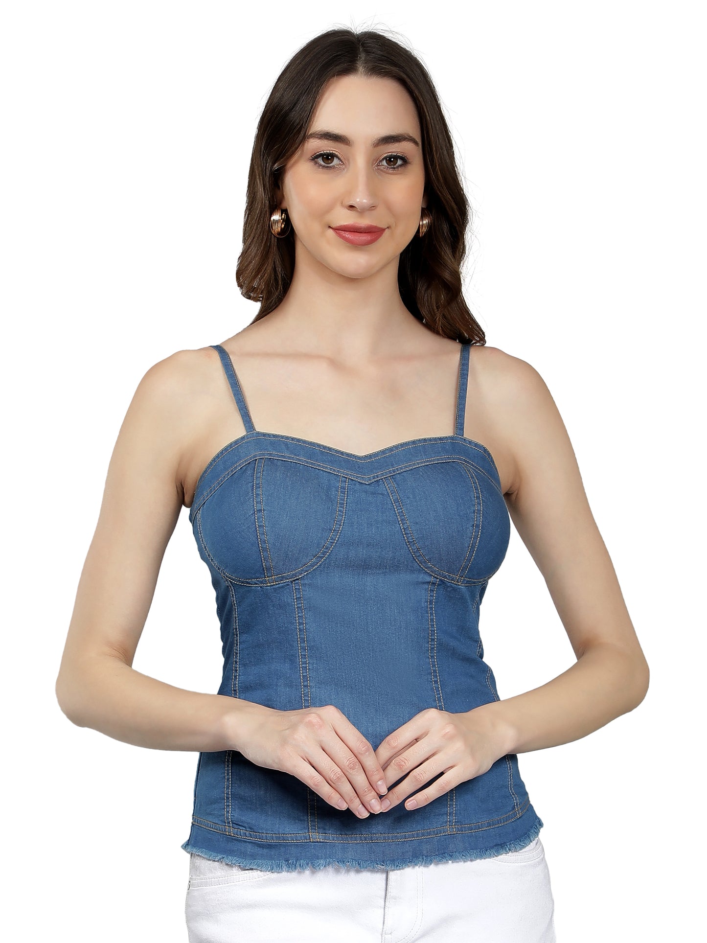 NUEVOSDAMAS Women Denim Sleeveless Corset Top