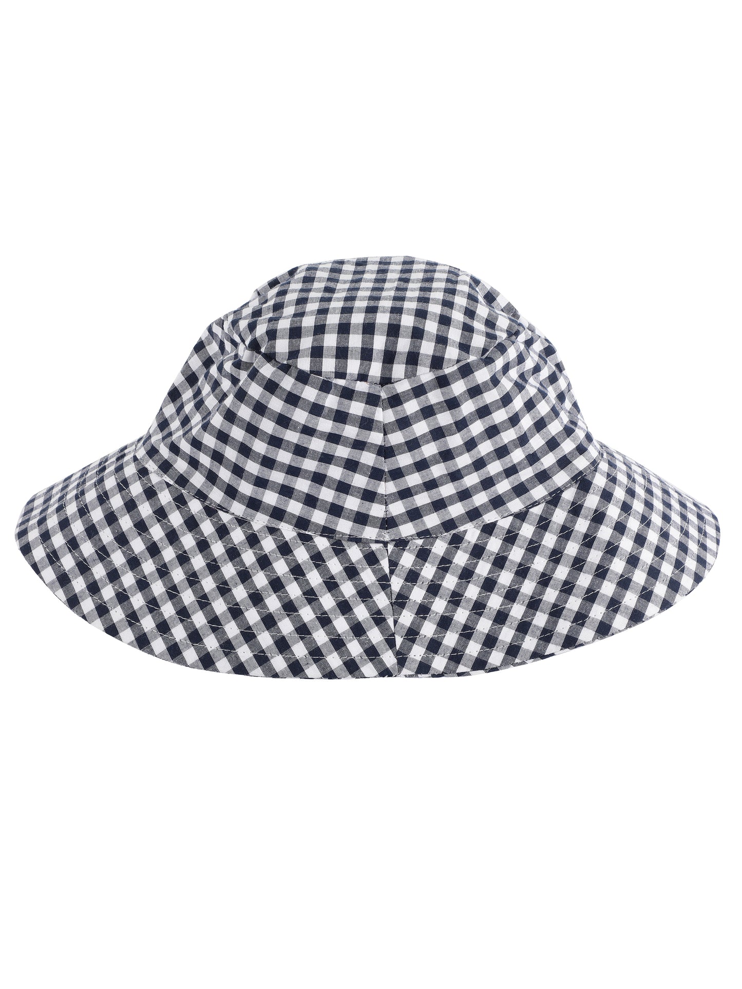 Women Cotton Yarn Dyed Check Sun Hat Black