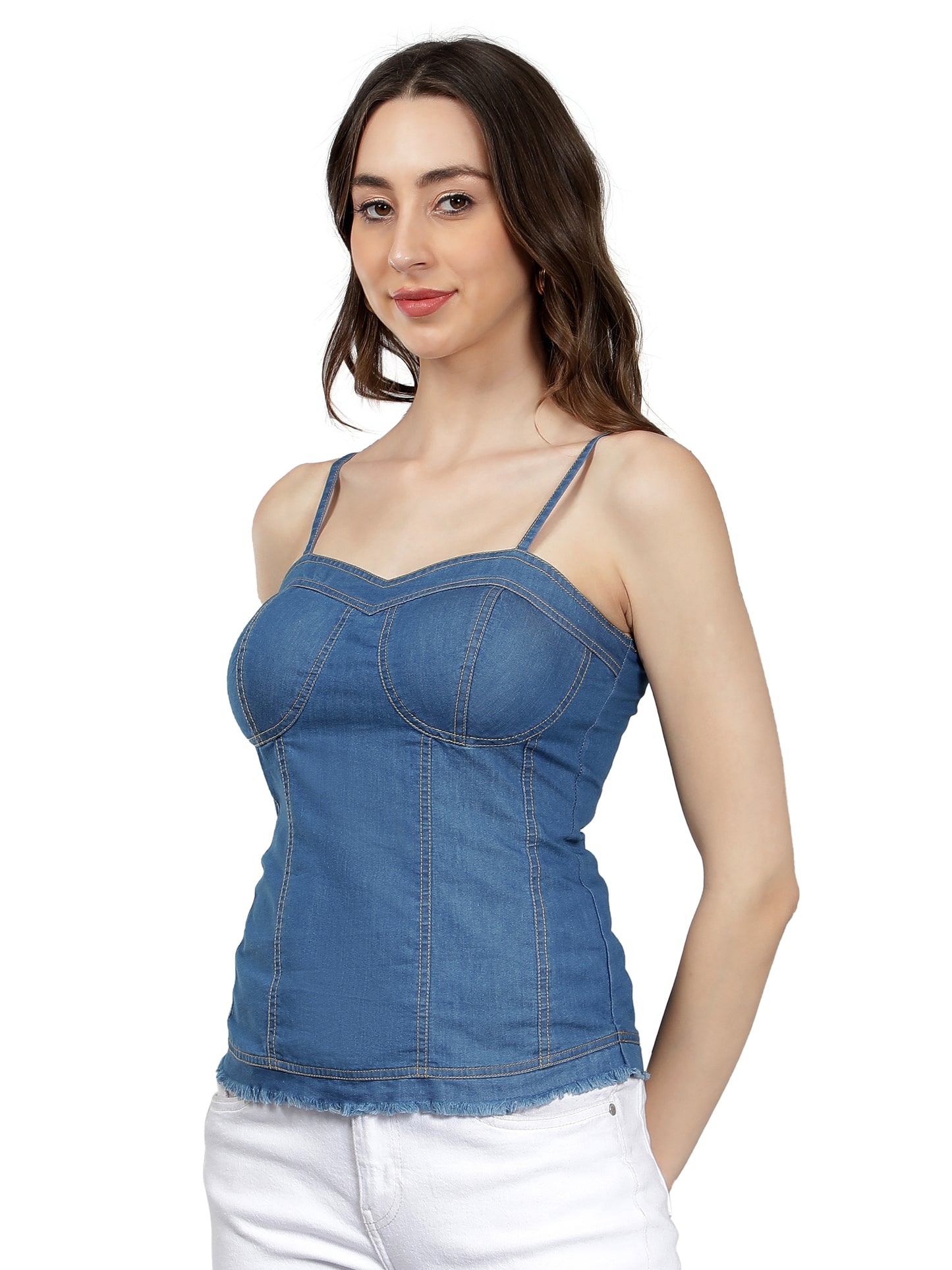NUEVOSDAMAS Women Denim Sleeveless Corset Top